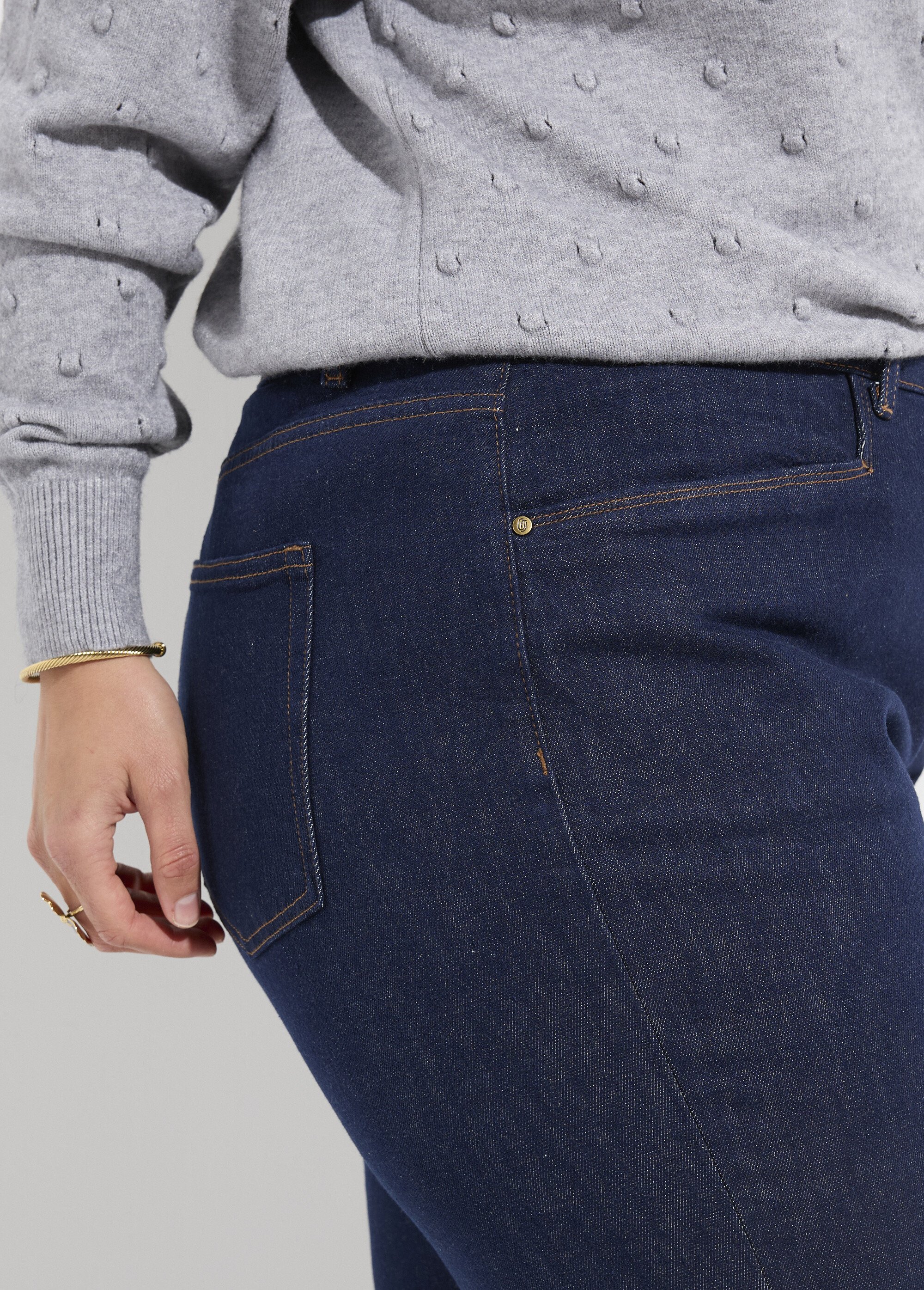 Jean 5 poches denim coupe cigarette Femme Grande Taille Bleu OR-CURVJD605 DE1