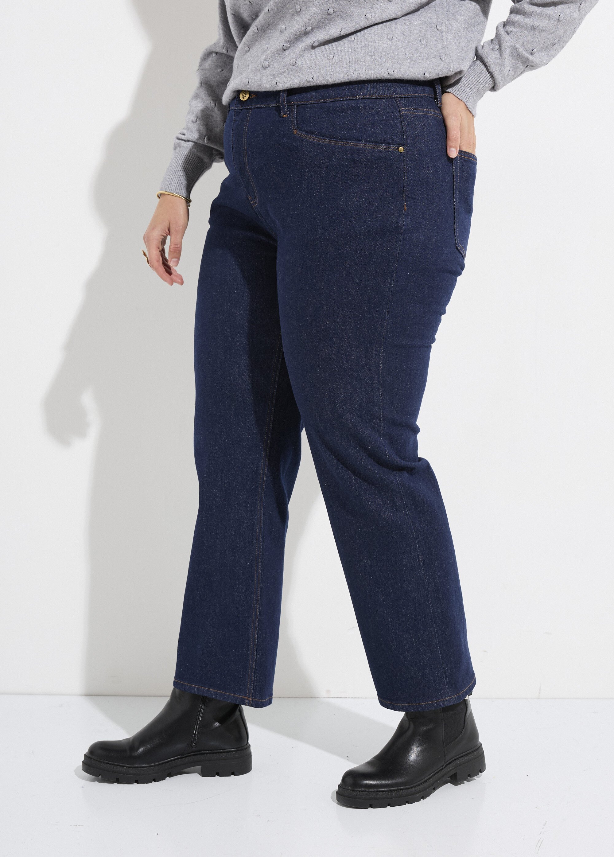 Jean 5 poches denim coupe cigarette Femme Grande Taille Bleu OR-CURVJD605 DR1