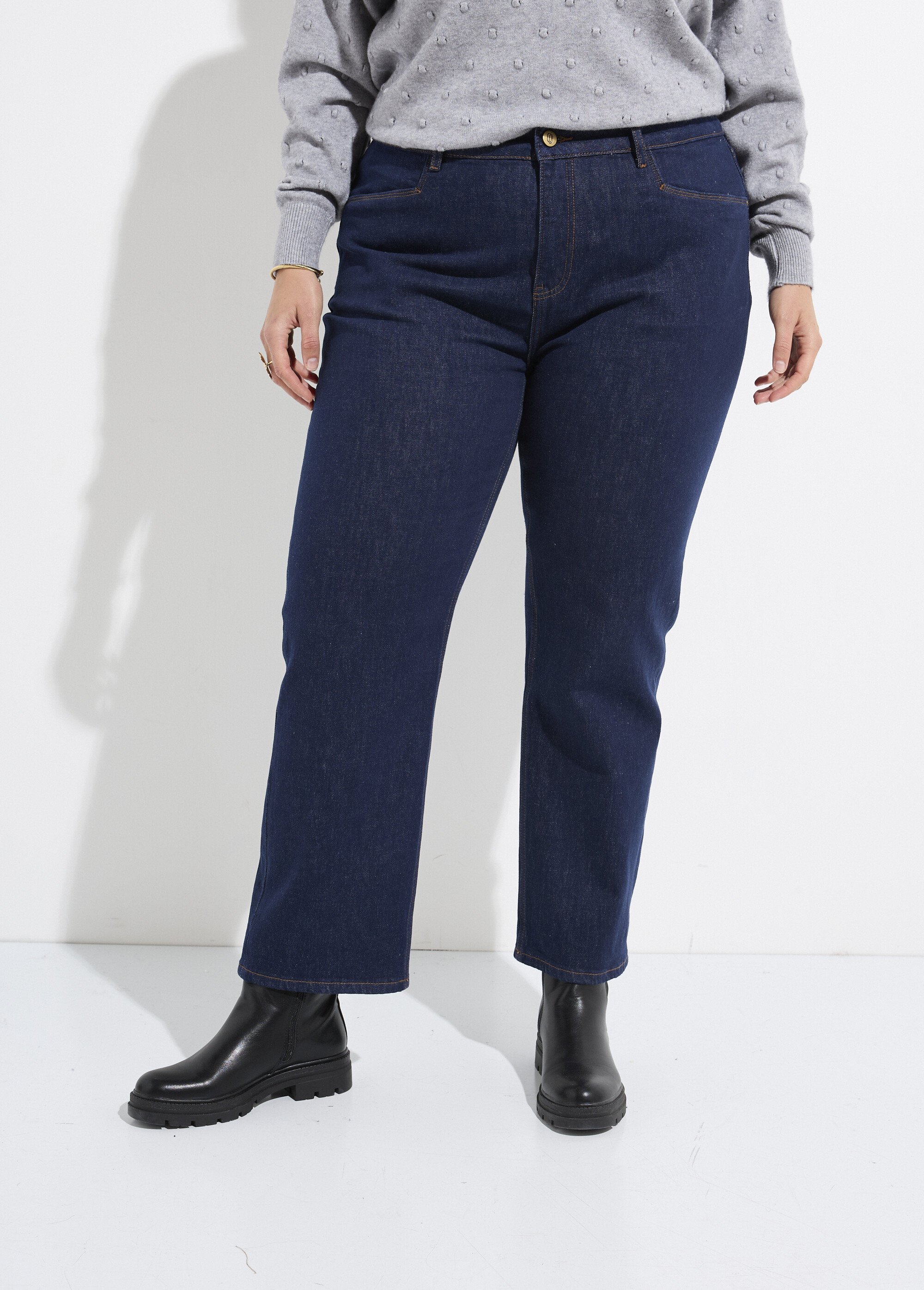 Jean 5 poches denim coupe cigarette Femme Grande Taille Bleu OR-CURVJD605 FA1