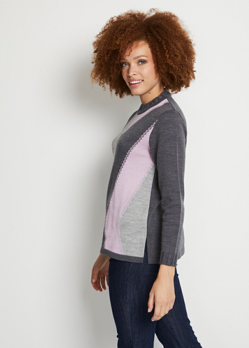 Le pull jacquard Femme Gris PUBLIC DR1