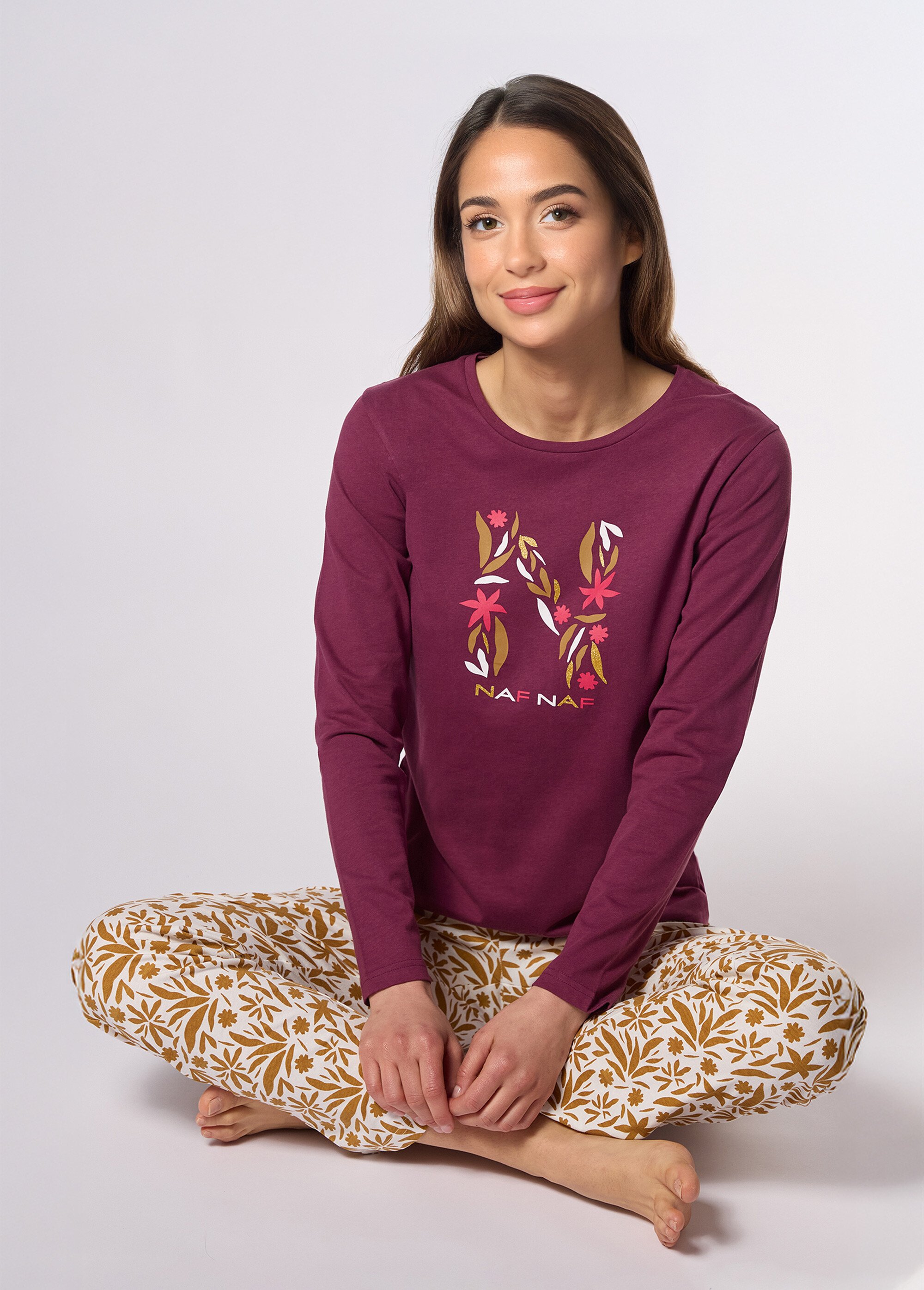 Pyjama jersey logo manches longues Femme Violet CTMNF.DAHLI.PY SI1