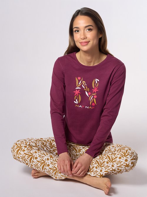 Pyjama jersey logo manches longues Femme Violet CTMNF.DAHLI.PY SI1