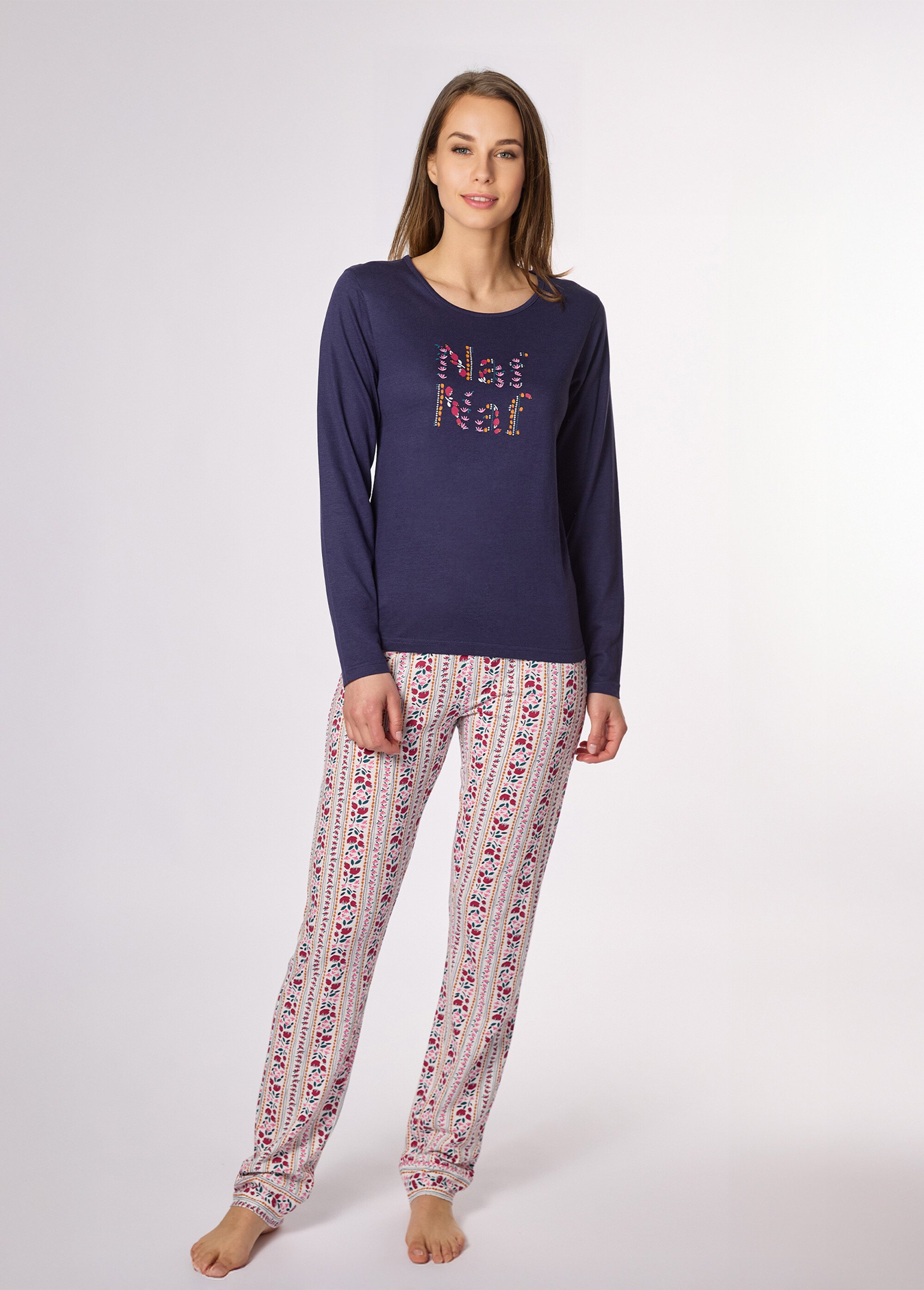 Pyjama logo placé manches longues Femme Bleu CTMNF.BANJO.PY FA1