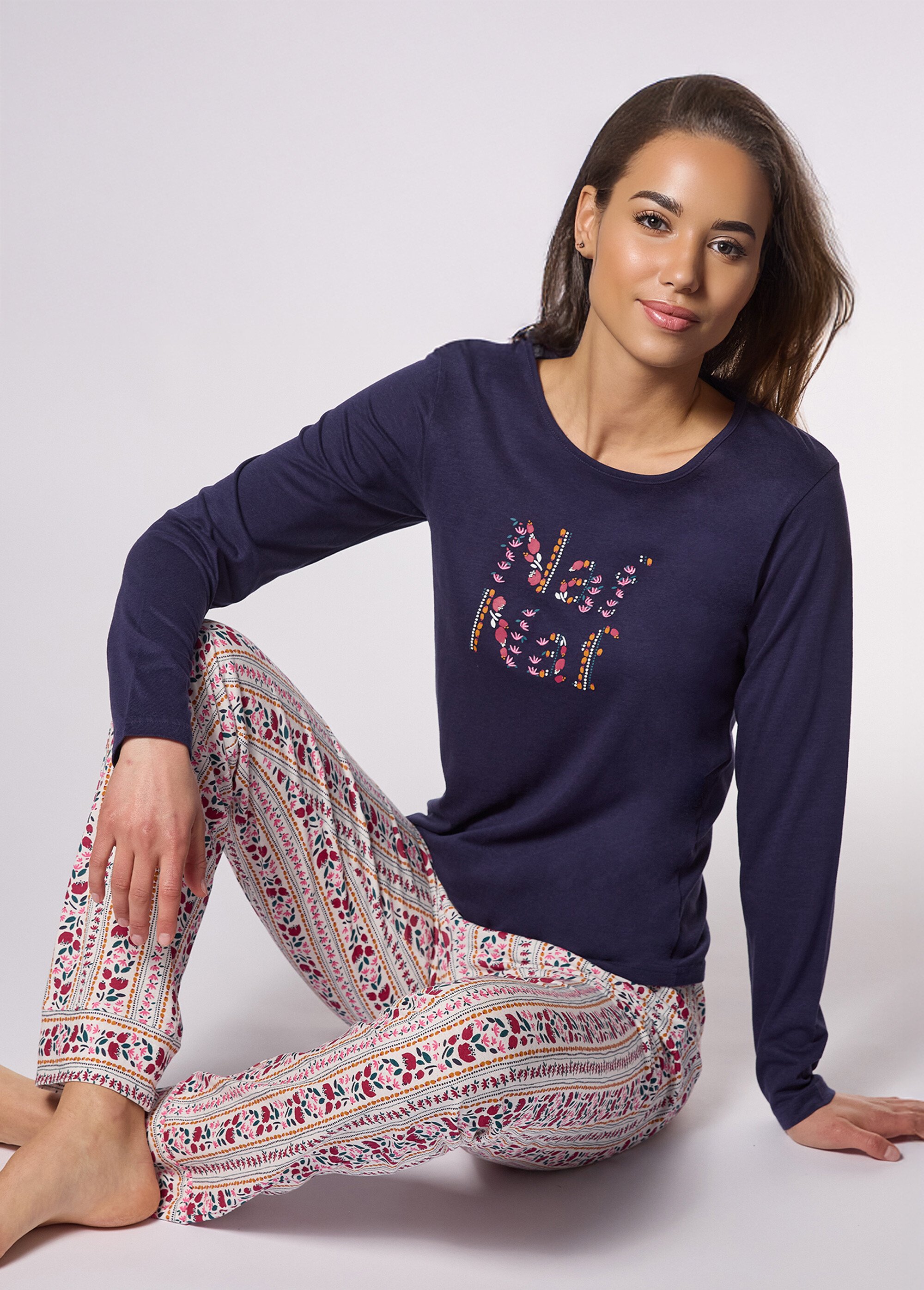 Pyjama logo placé manches longues Femme Bleu CTMNF.BANJO.PY SI1