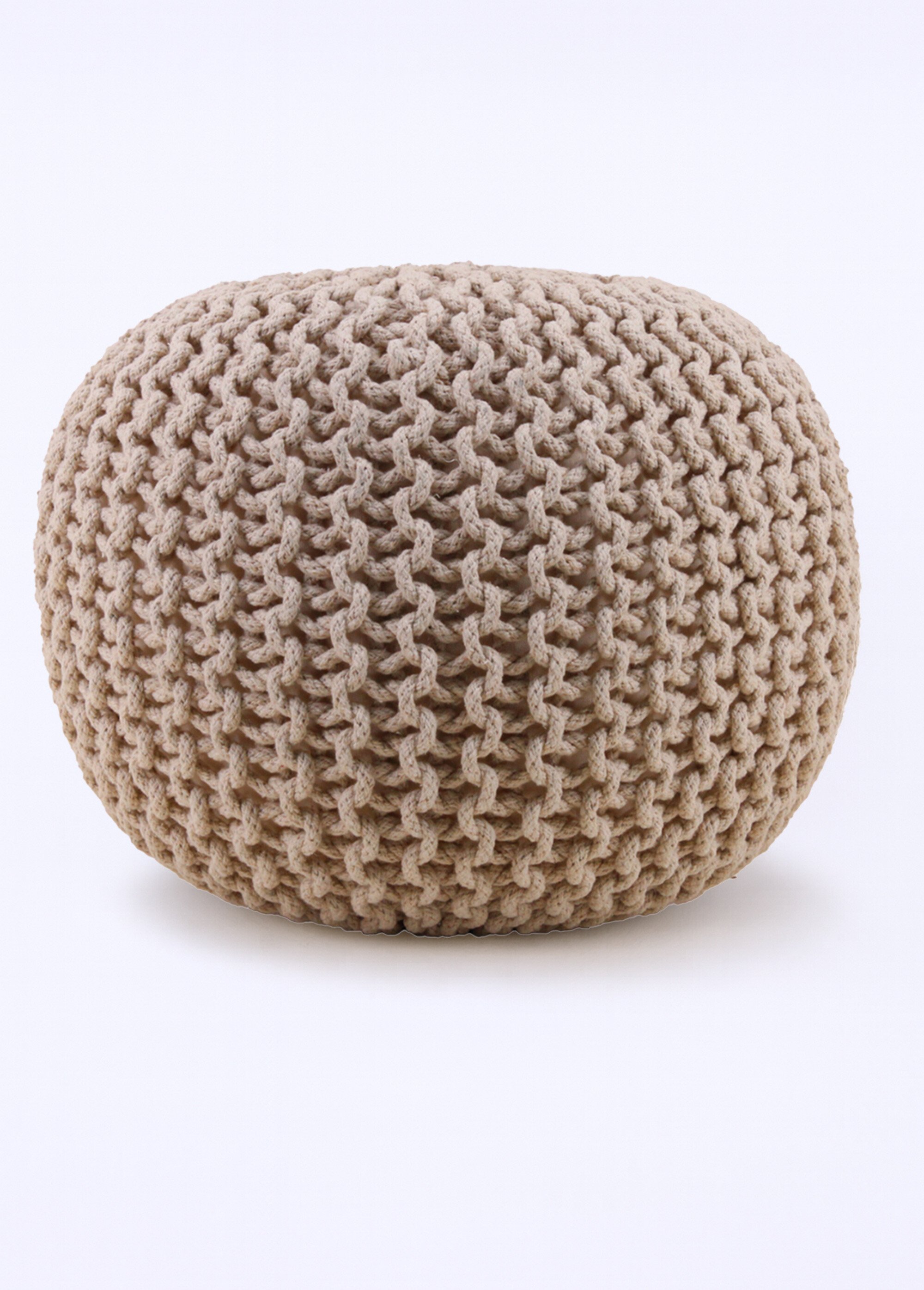 Pouf rond tricoté grosse maille, clair BEIGE NOR-14348 FA1