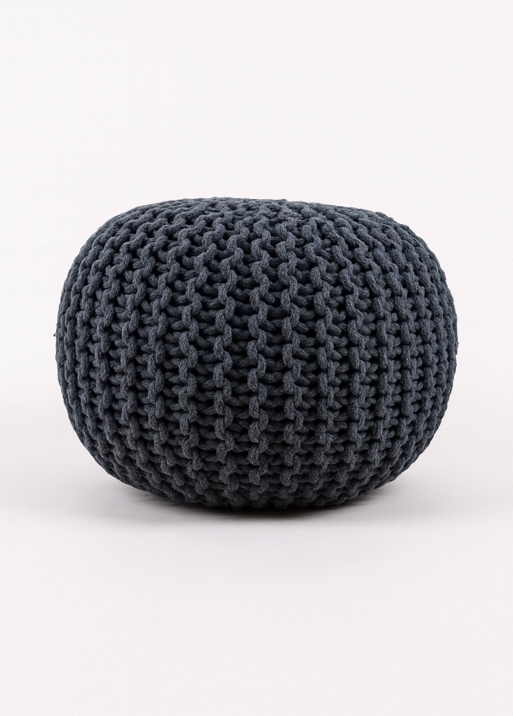 Pouf rond tricoté grosse maille, foncé GRIS NOR-14355 FA1