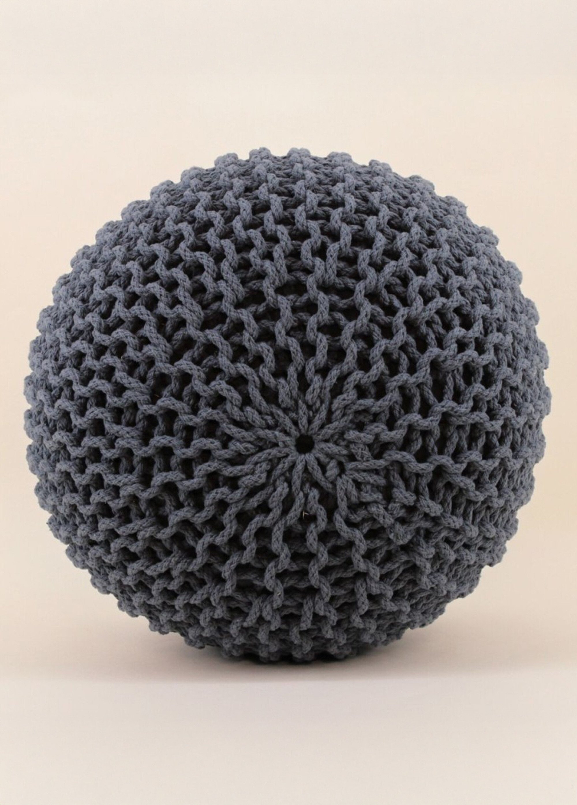 Pouf rond tricoté grosse maille, foncé GRIS NOR-14355 UN1