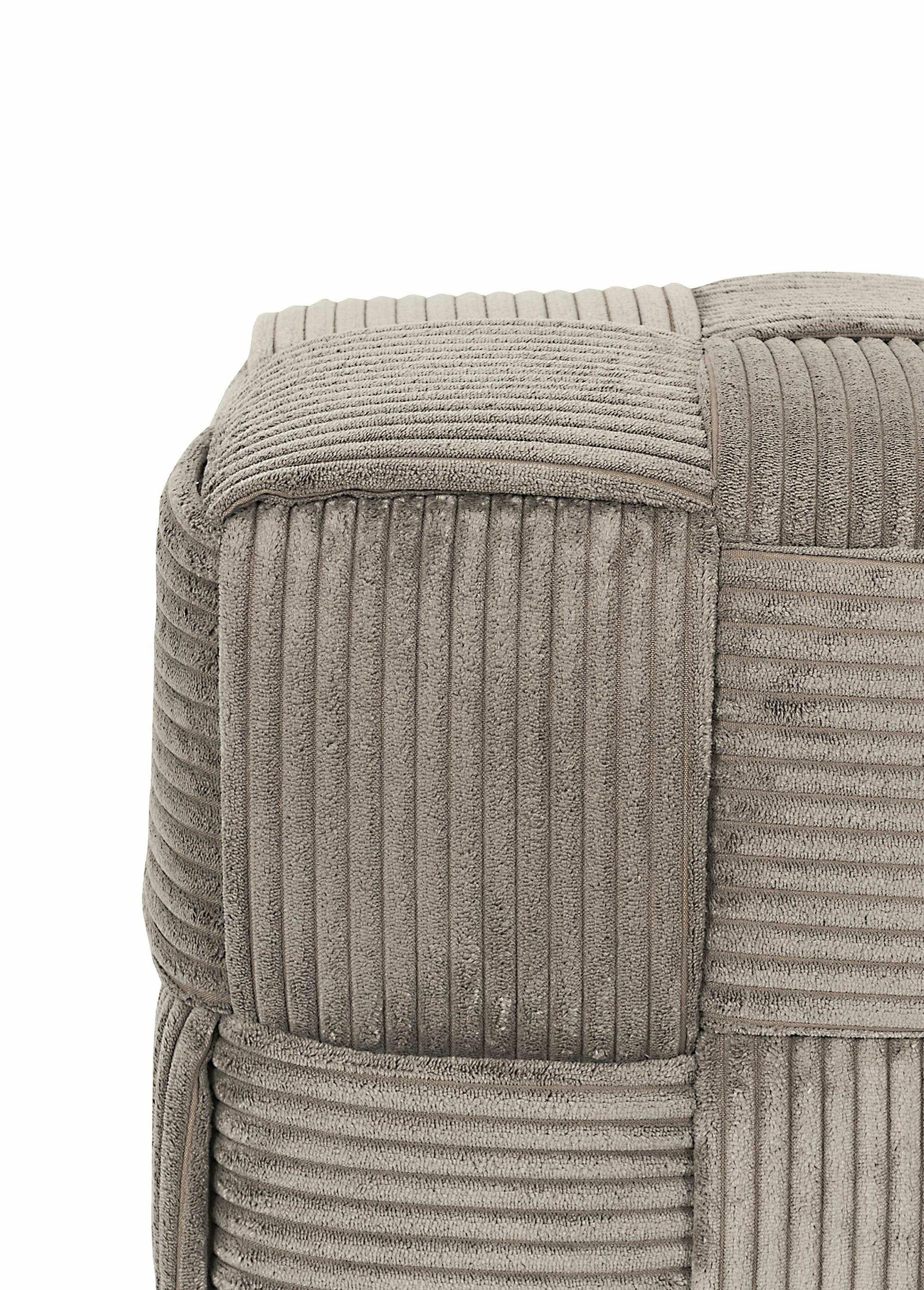 Pouf tressé en velours cotelé 1B MARRON CMP-HD0538 DE1