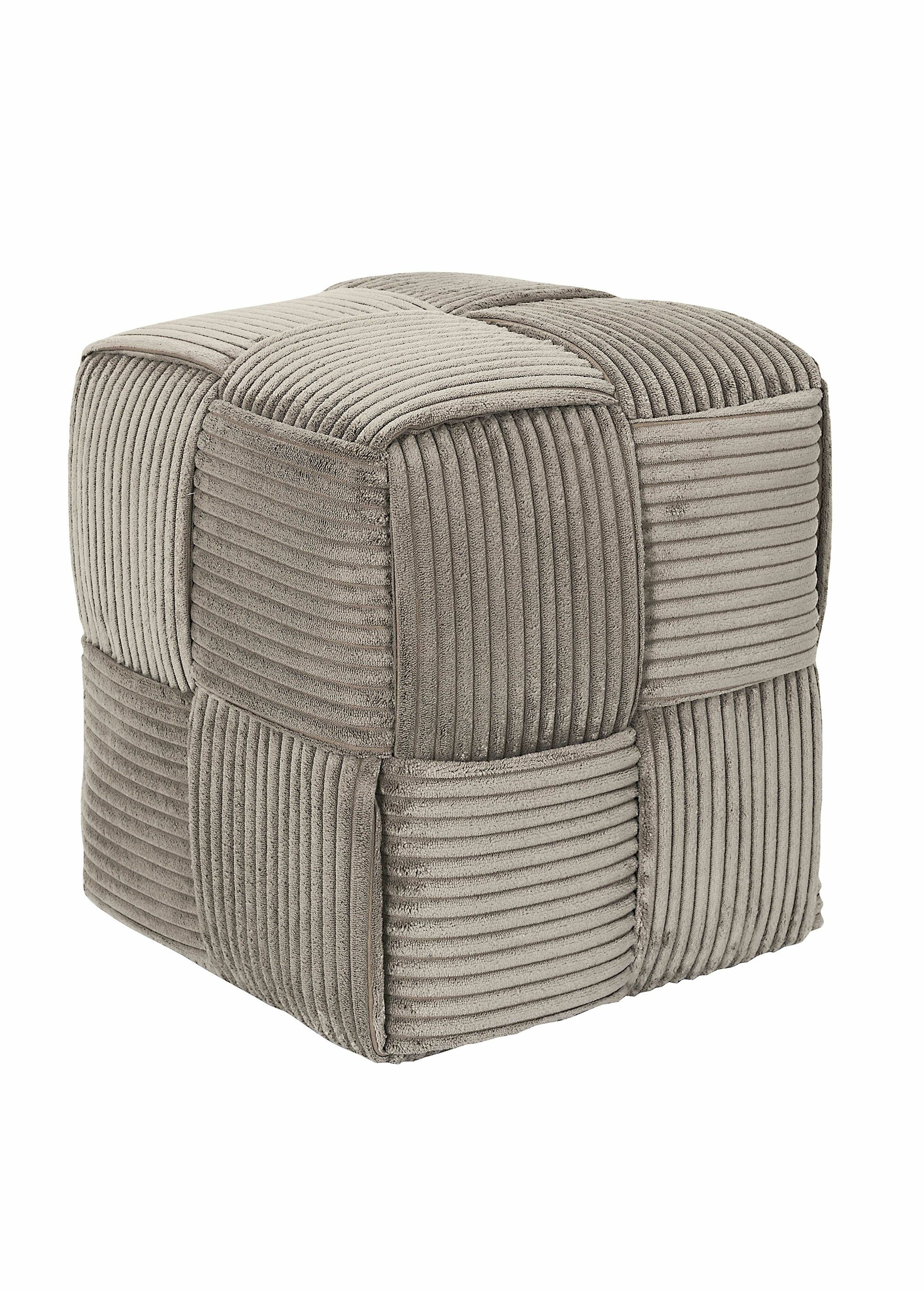 Pouf tressé en velours cotelé 1B MARRON CMP-HD0538 FA1
