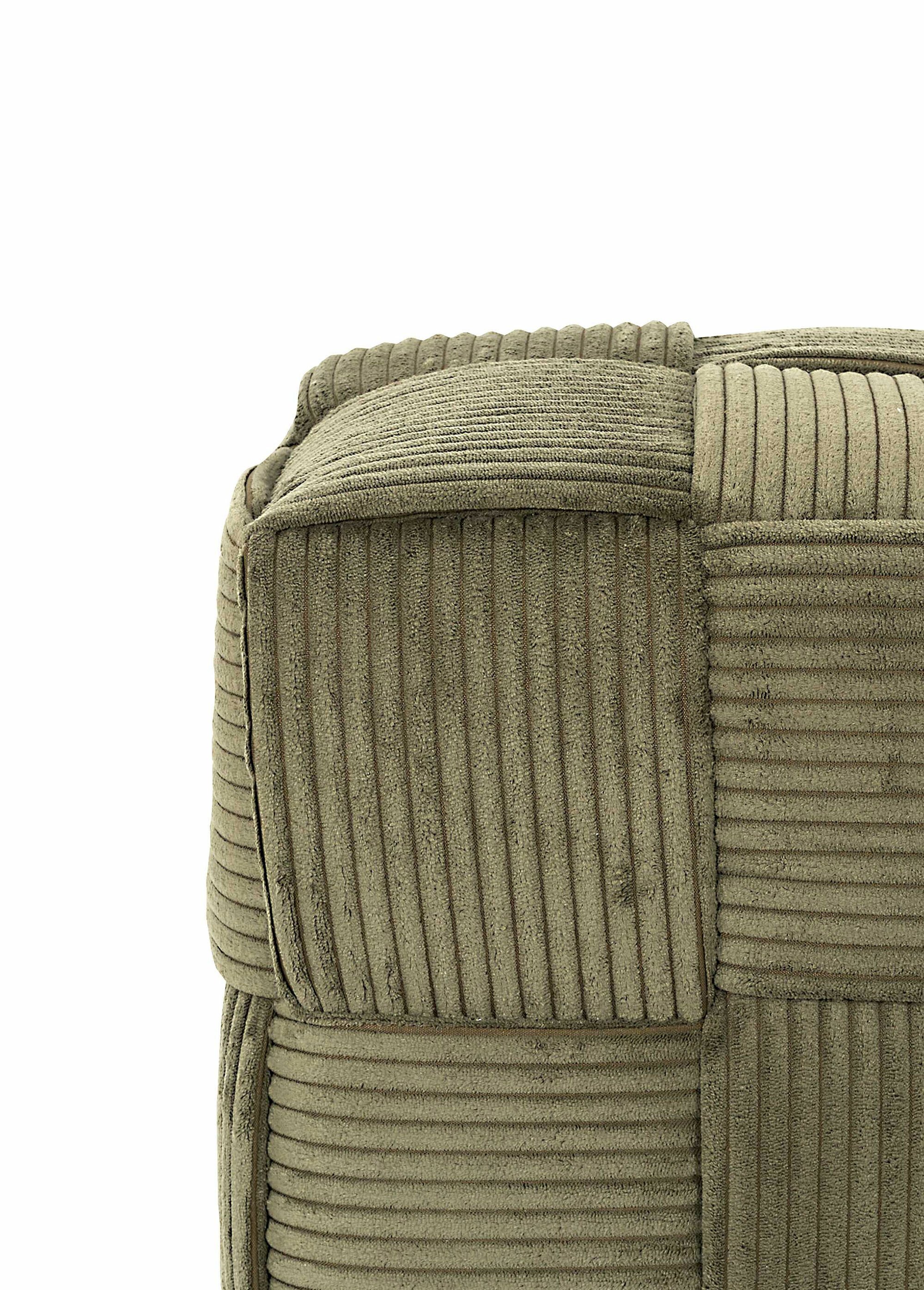 Pouf tressé en velours cotelé 1B VERT CMP-HD0538 DE1