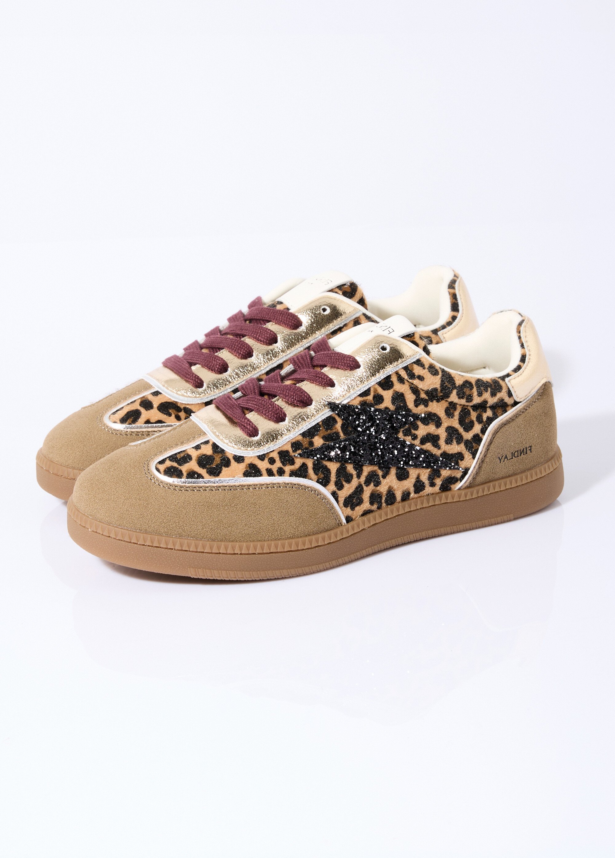 Sneakers fantaisie léopard et paillettes Femme Noir COVFY1096 DE1