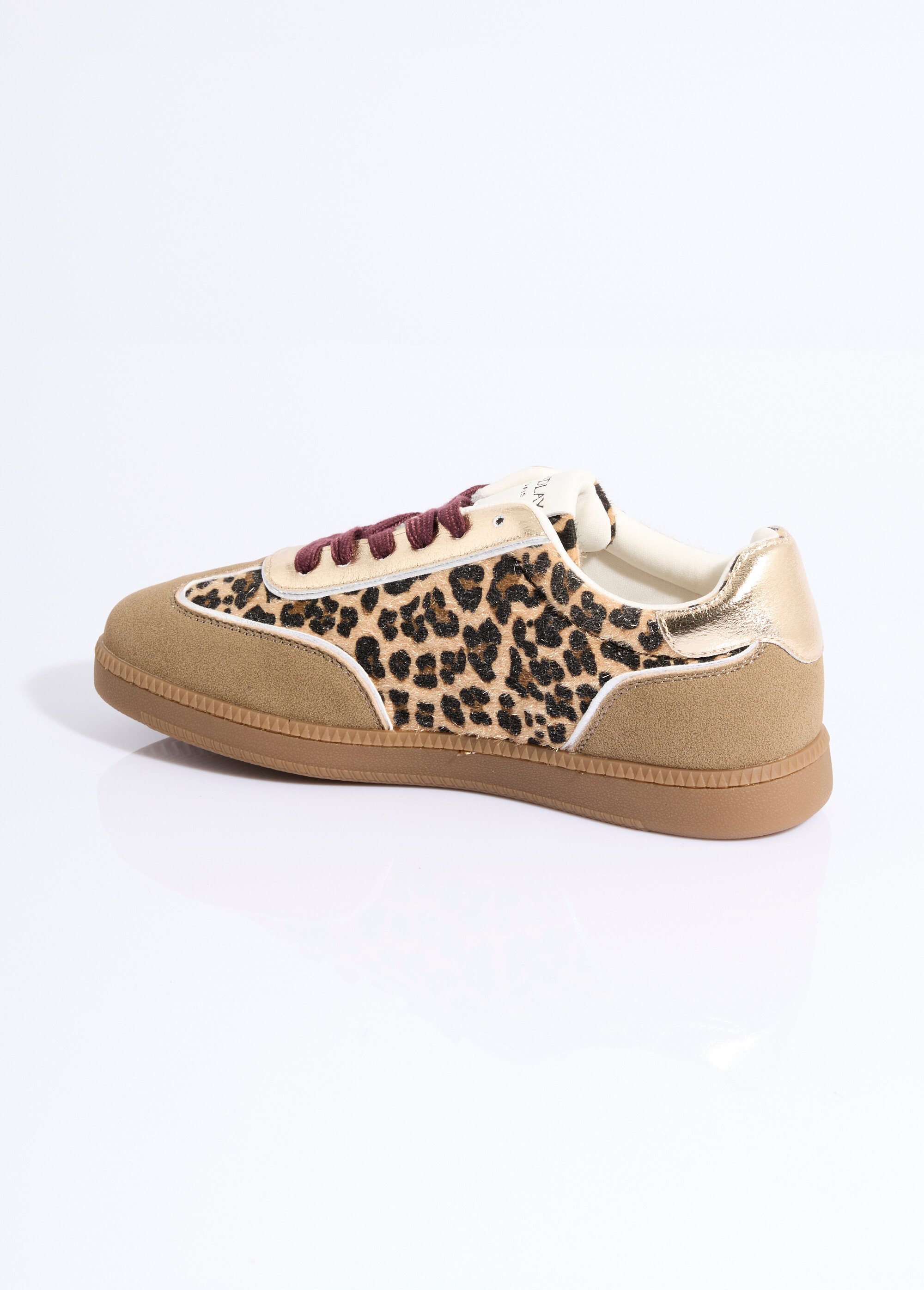 Sneakers fantaisie léopard et paillettes Femme Noir COVFY1096 DO1
