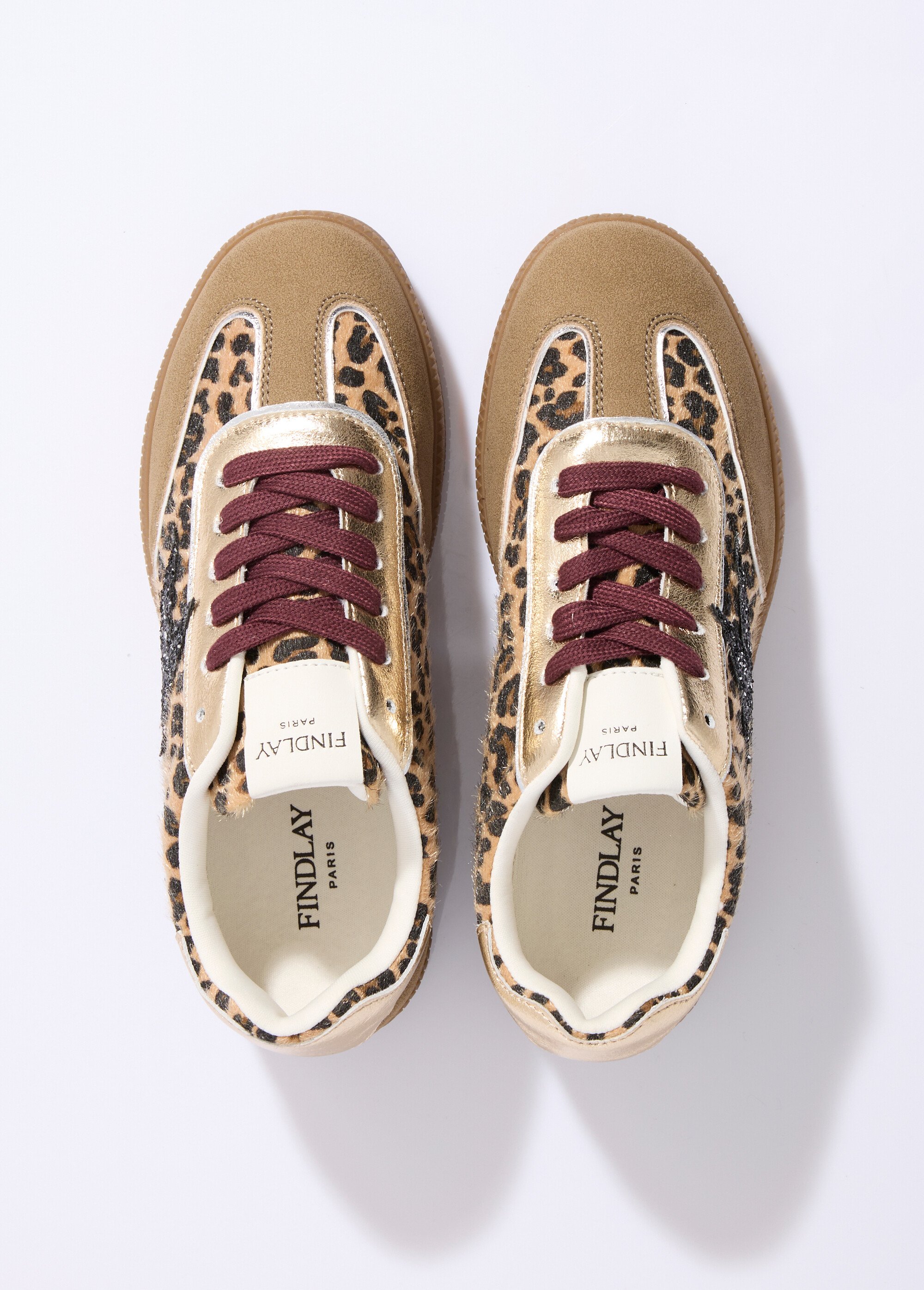 Sneakers fantaisie léopard et paillettes Femme Noir COVFY1096 OV1