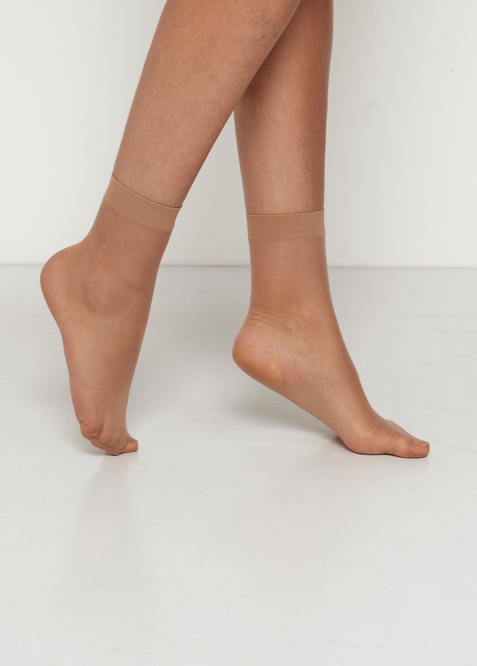 Socquettes en voile, 17 deniers Femme Beige BEN19840689 DR1