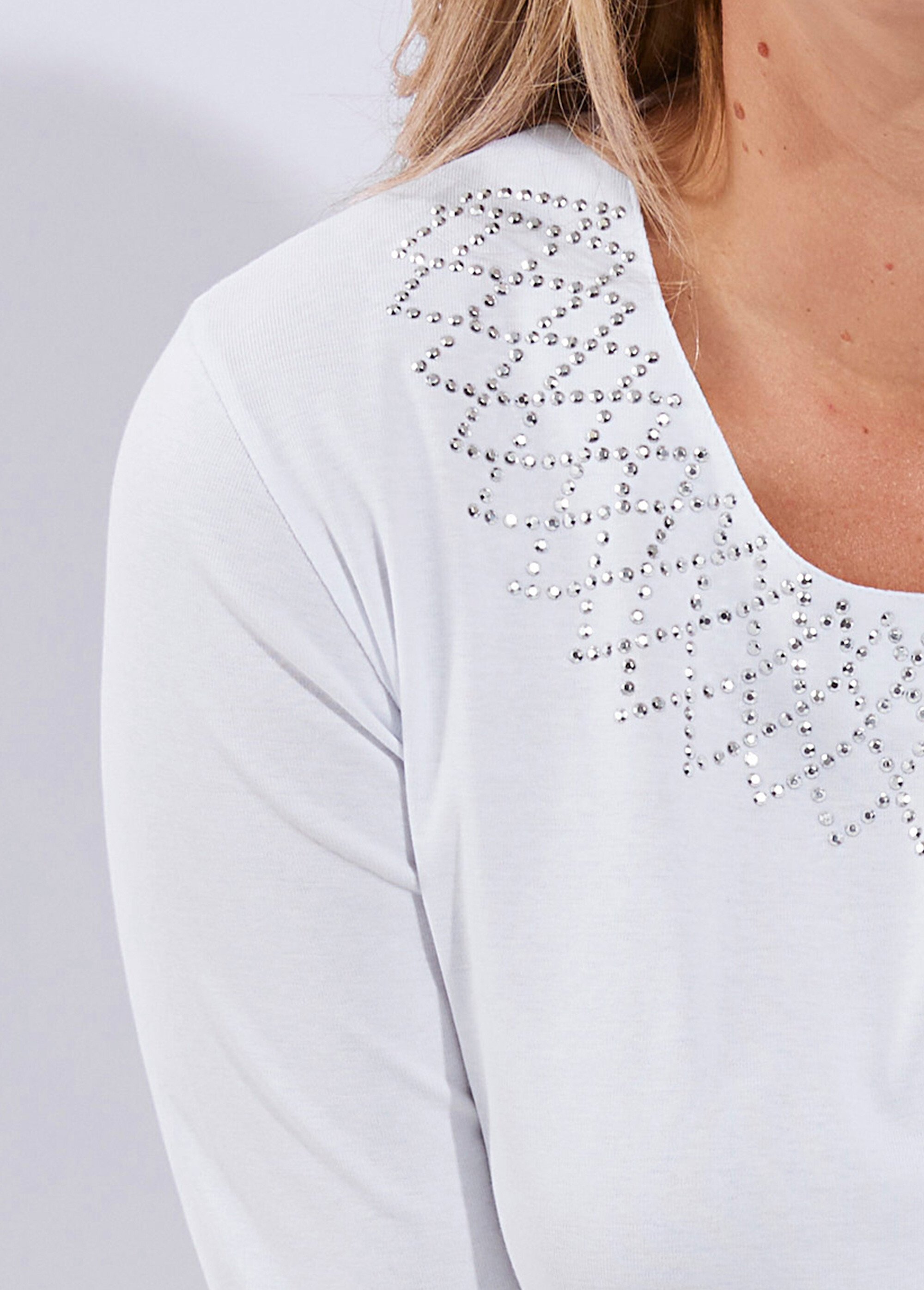 T-shirt fantaisie cloutée manches 3/4 Femme Blanc CHAMONIX DE1