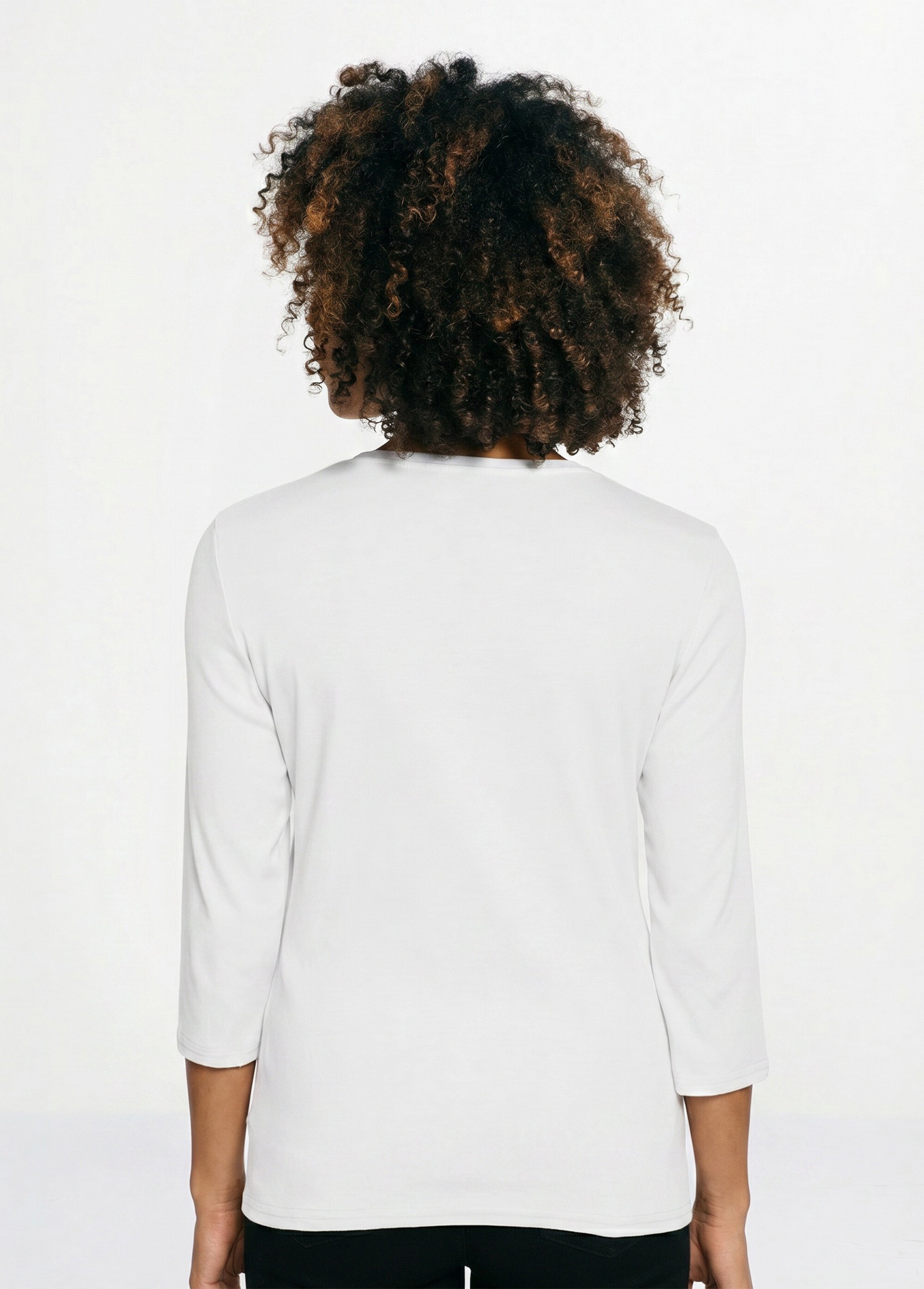 T-shirt fantaisie cloutée manches 3/4 Femme Blanc CHAMONIX DO1