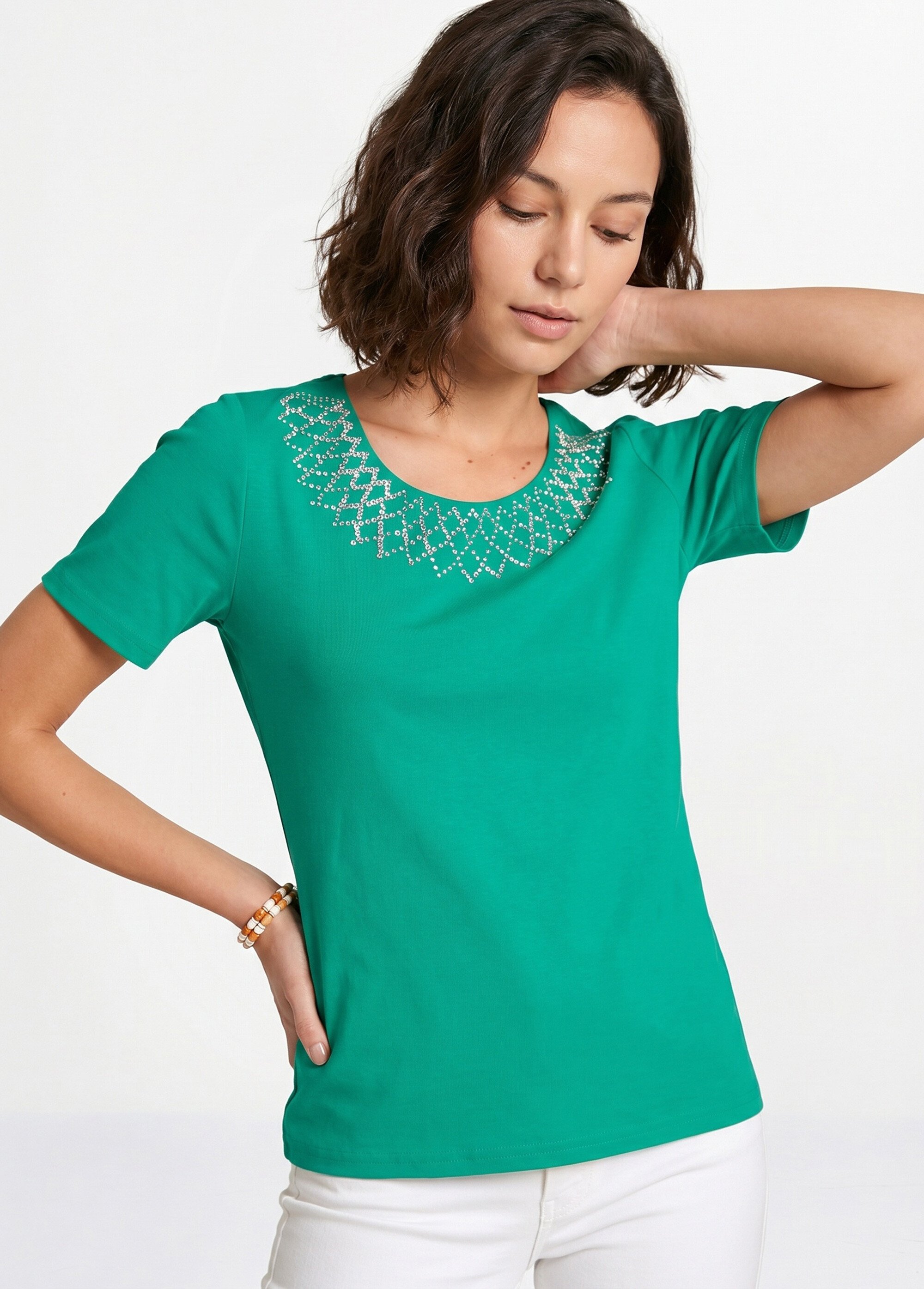 T-shirt jersey coton fantaisie cloutée