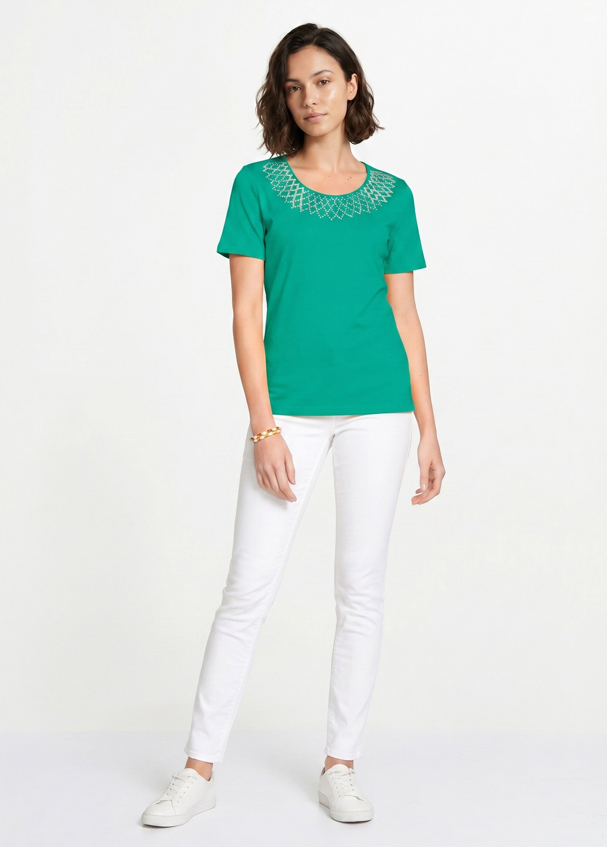 T-shirt jersey coton fantaisie cloutée Femme Vert CHAMBERY SI1
