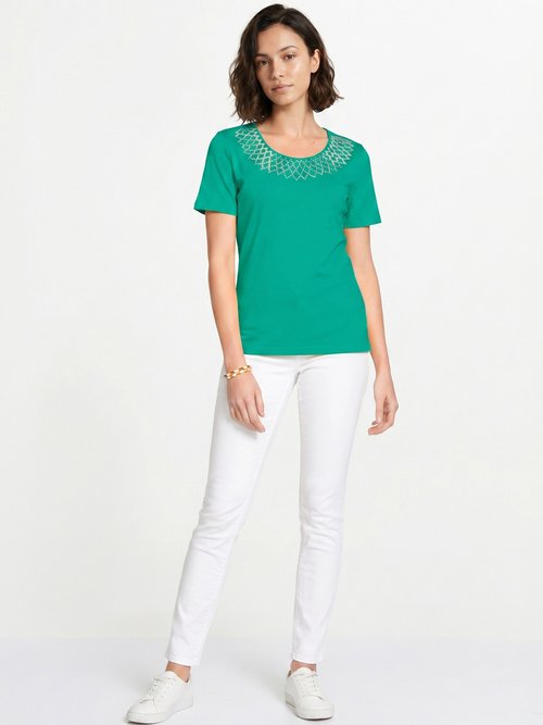 T-shirt jersey coton fantaisie cloutée Femme Vert CHAMBERY SI1