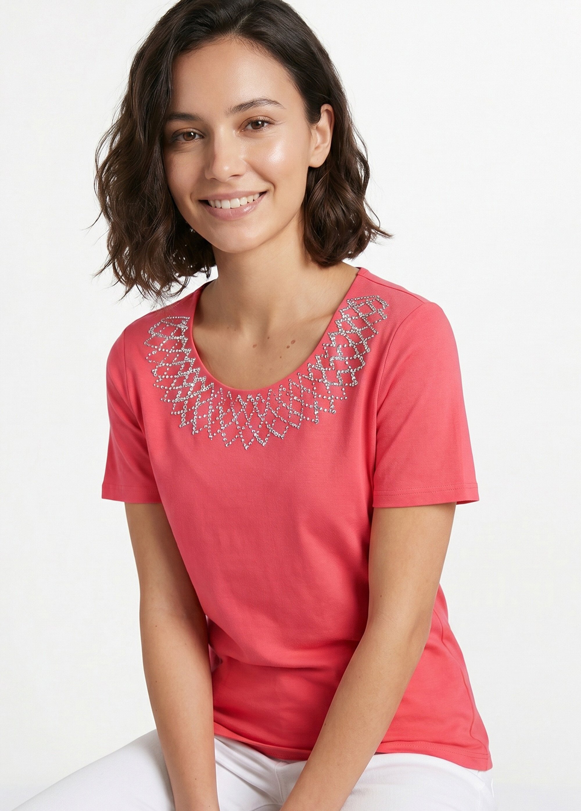 T-shirt jersey coton fantaisie cloutée