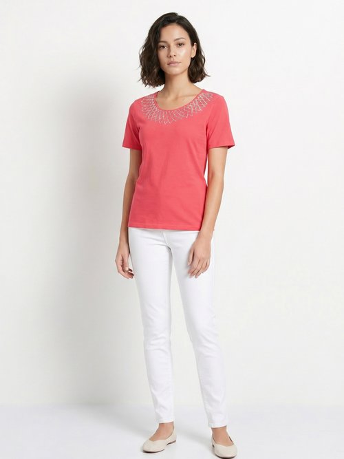 T-shirt jersey coton fantaisie cloutée Femme Rose CHAMBERY SI1