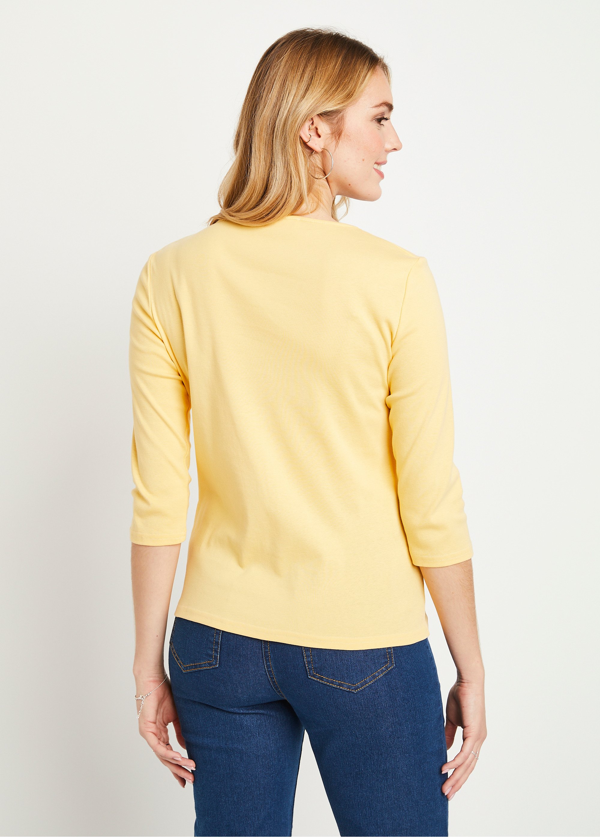 T-shirt fantaisie cloutée manches 3/4