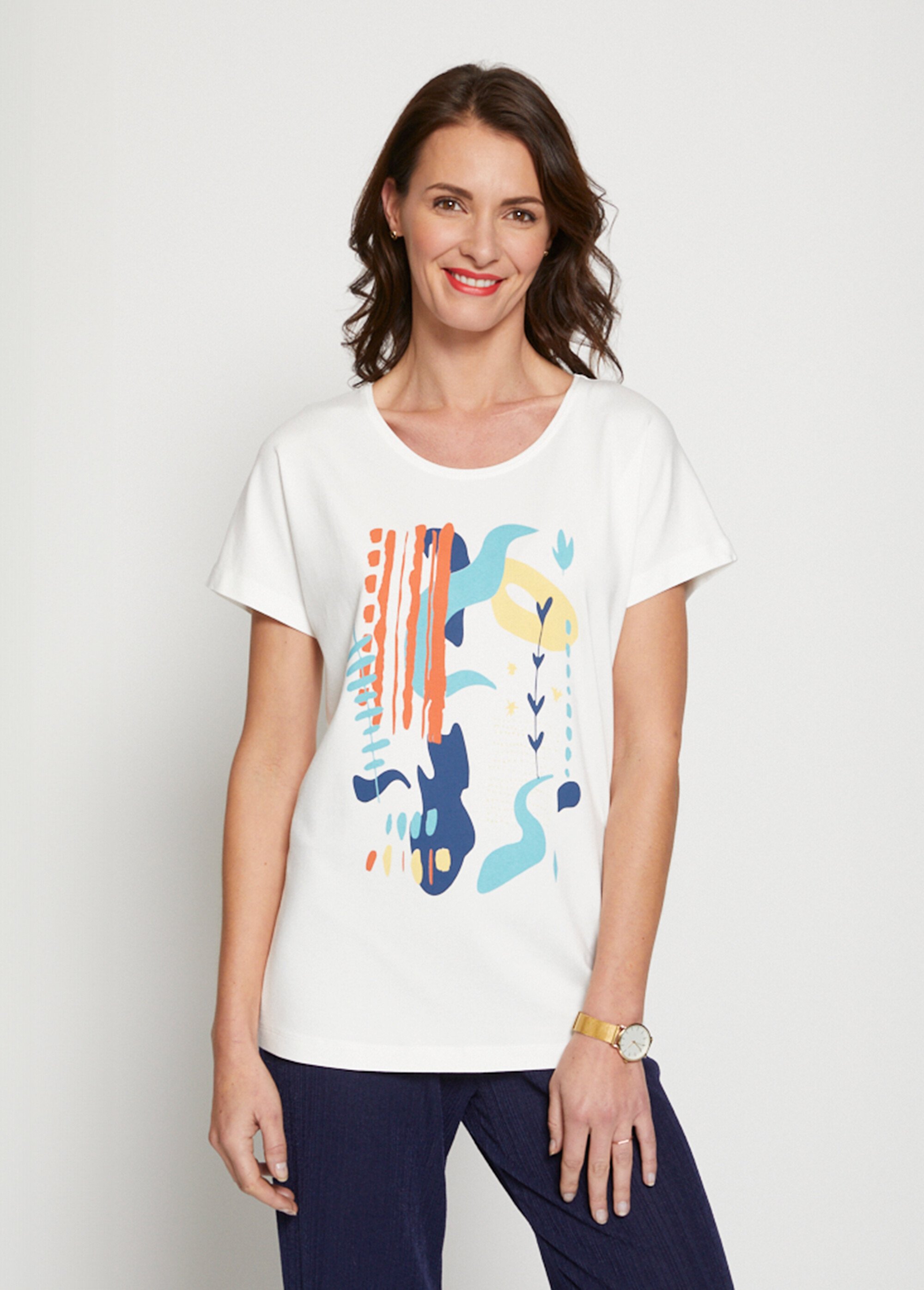 T-shirt motif manches courtes kimono