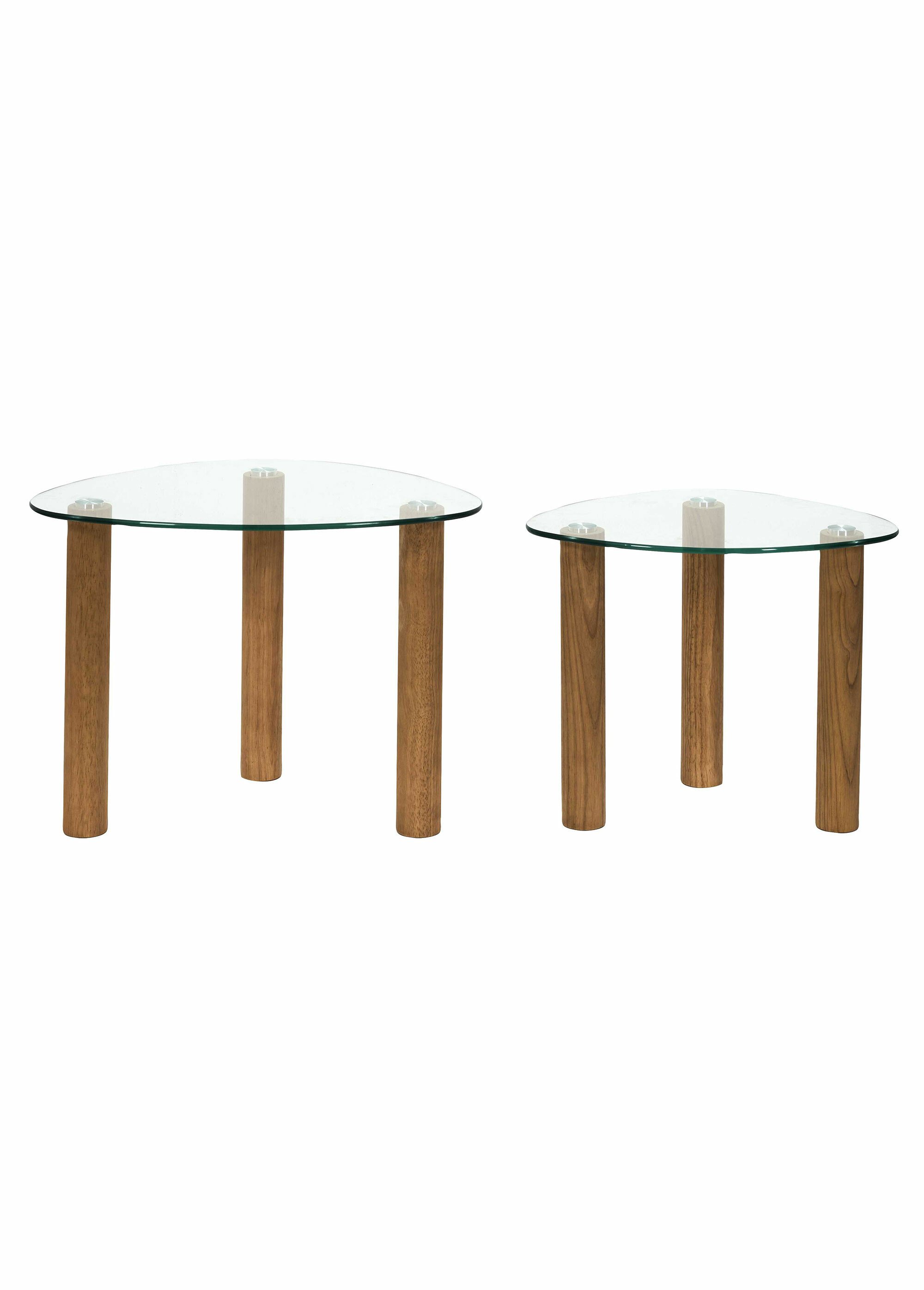 Tables gigognes plateau galet en verre MARRON CMP-HD0555 DE1