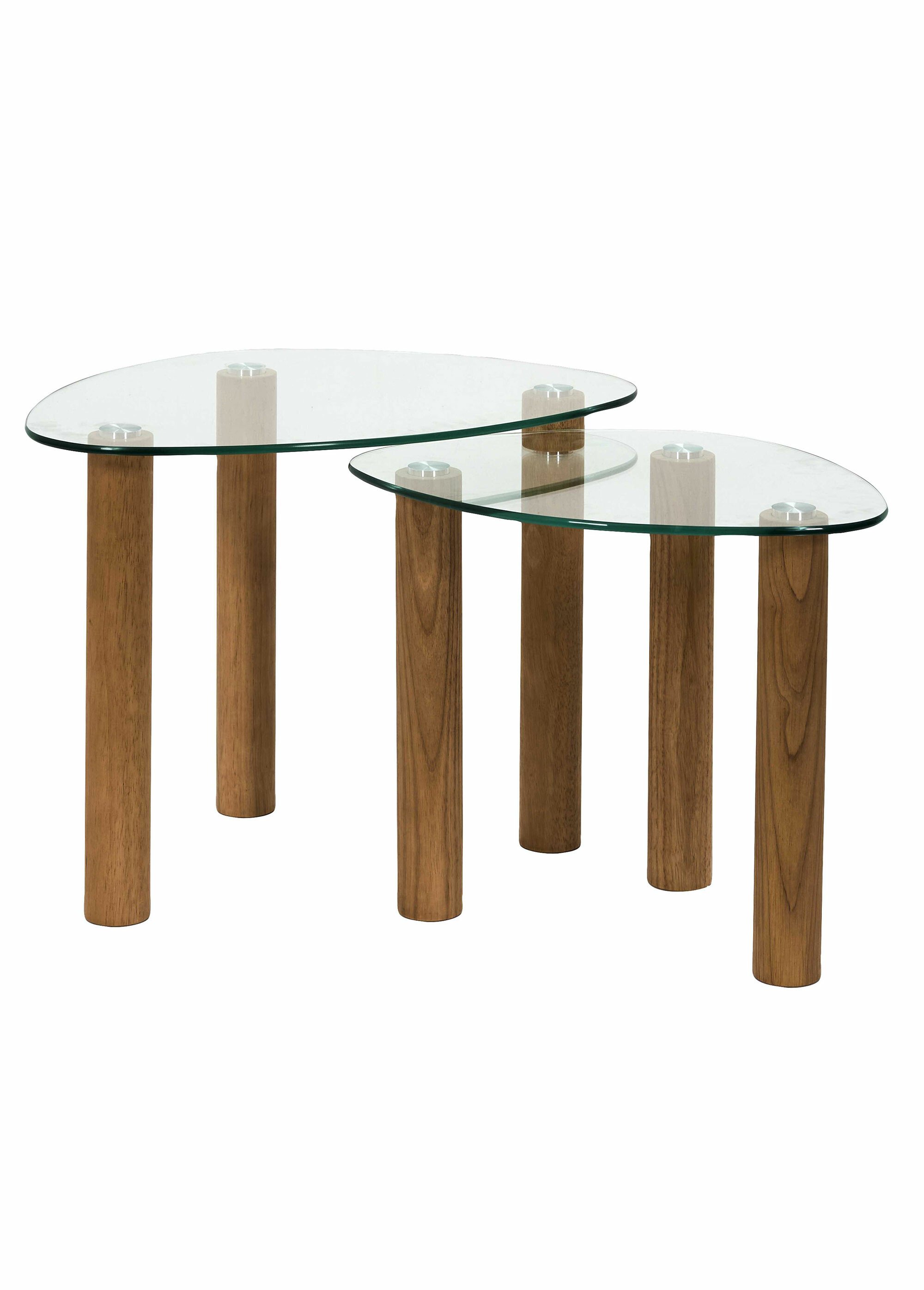 Tables gigognes plateau galet en verre MARRON CMP-HD0555 FA1