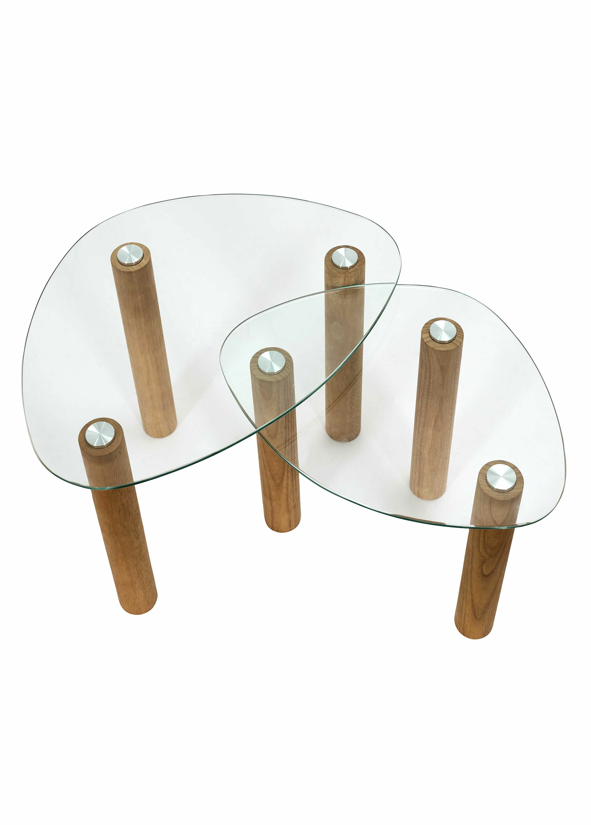 Tables gigognes plateau galet en verre MARRON CMP-HD0555 OV1