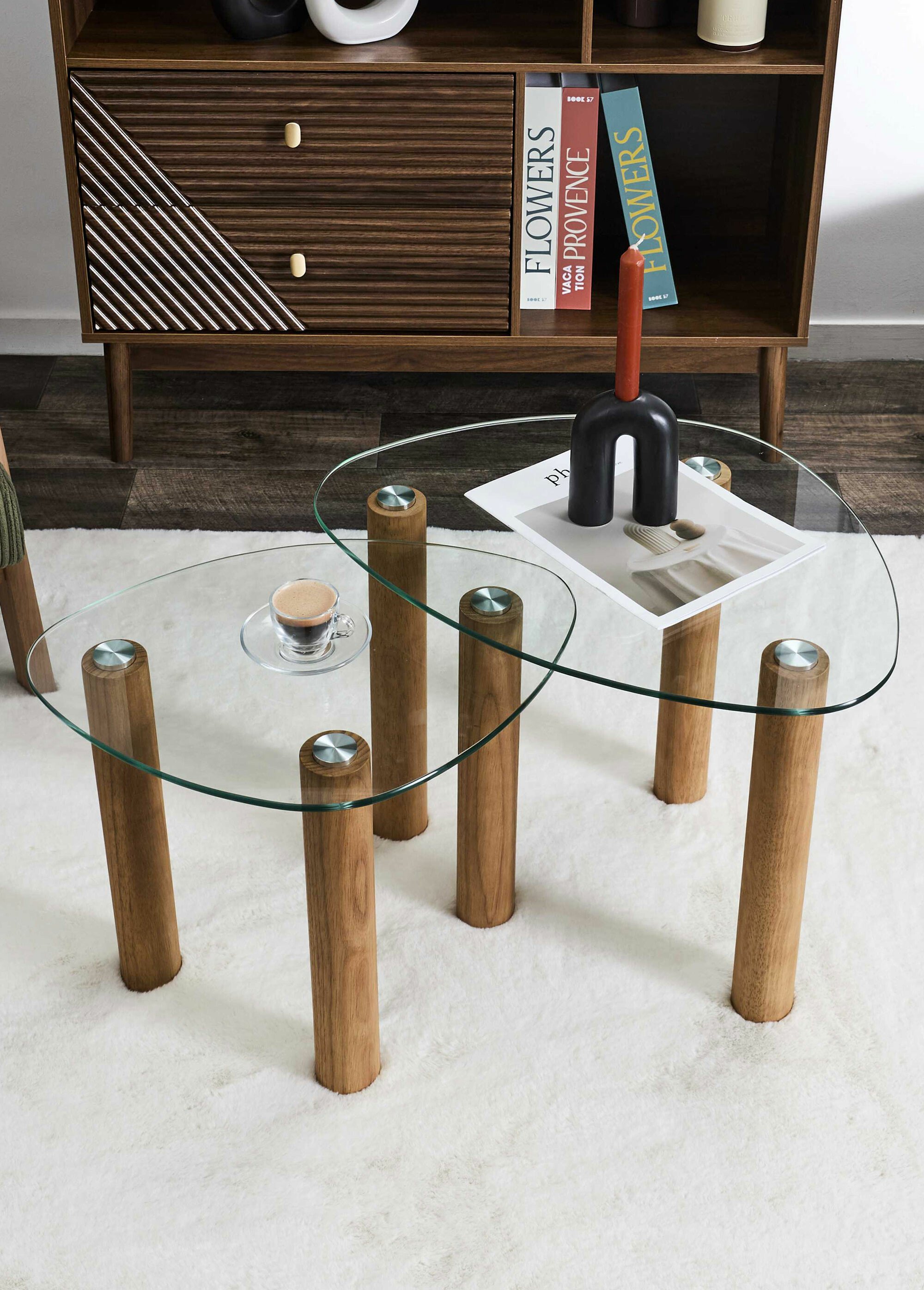 Tables gigognes plateau galet en verre MARRON CMP-HD0555 SI2