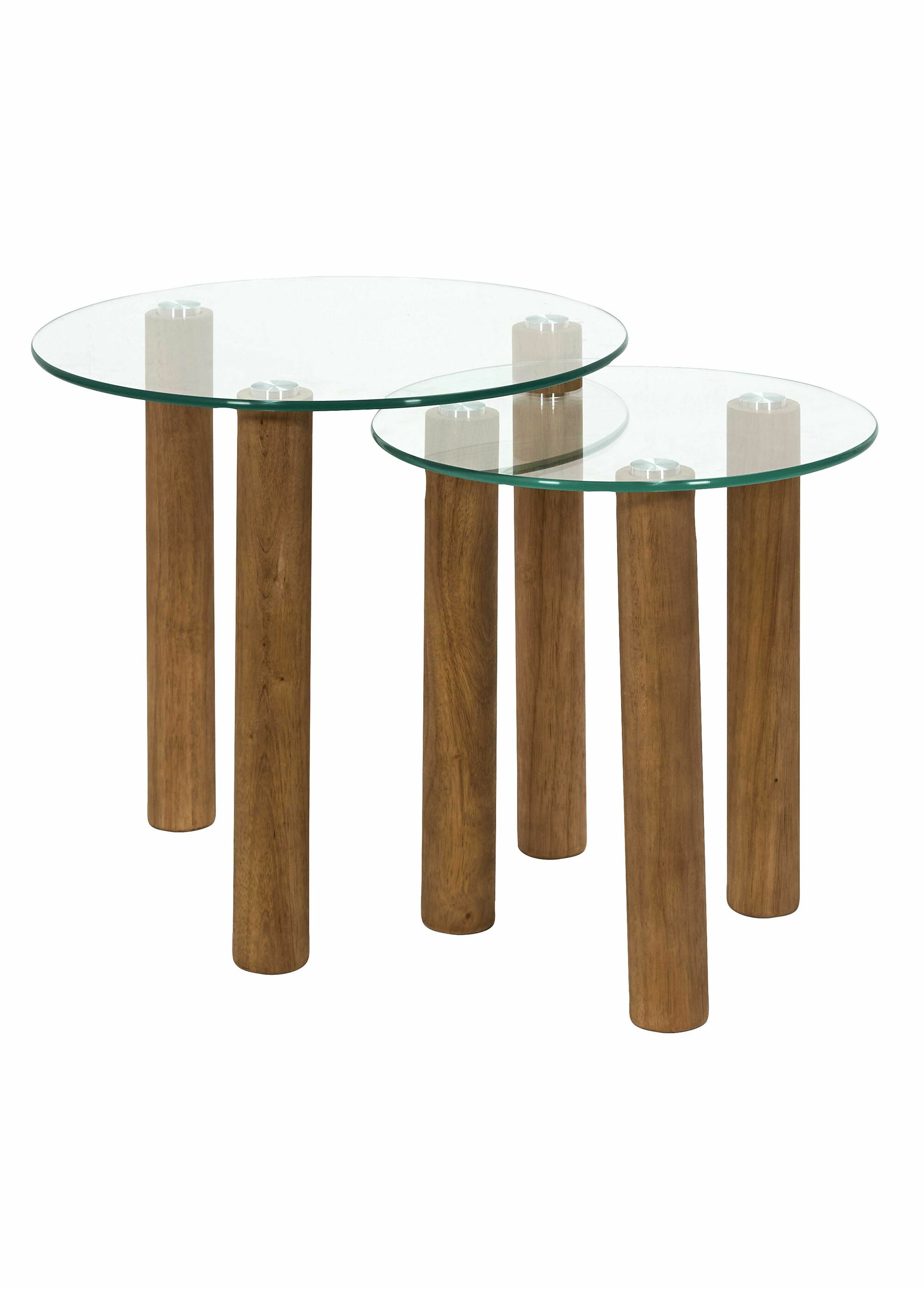 Tables gigognes plateau rond en verre MARRON CMP-HD0554 FA1