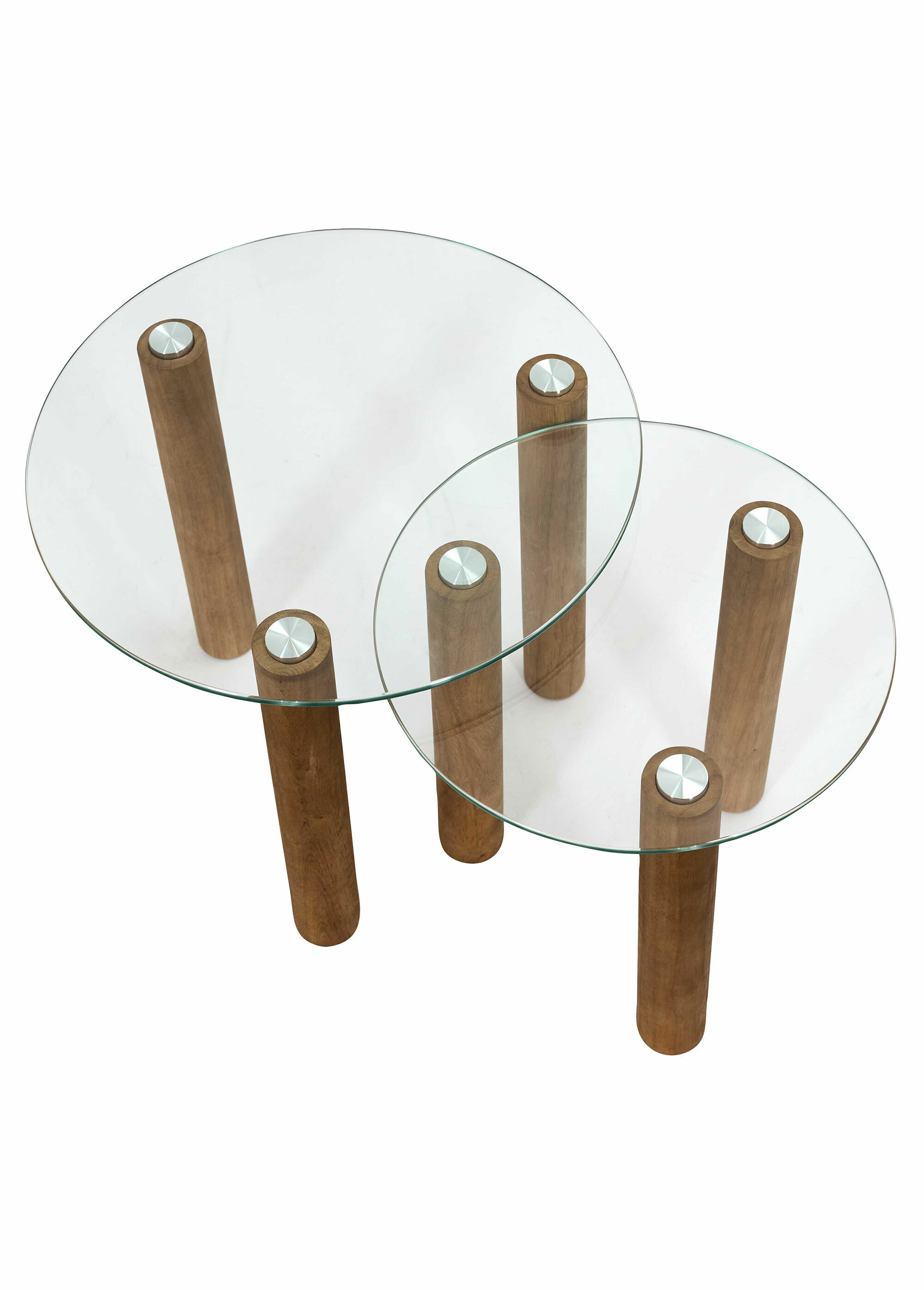 Tables gigognes plateau rond en verre MARRON CMP-HD0554 OV1