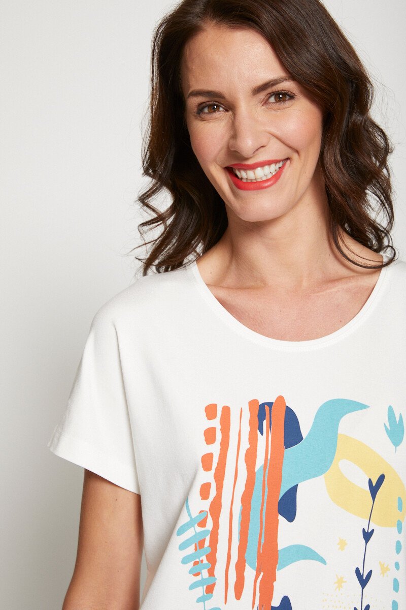 T-shirt motif manches courtes kimono