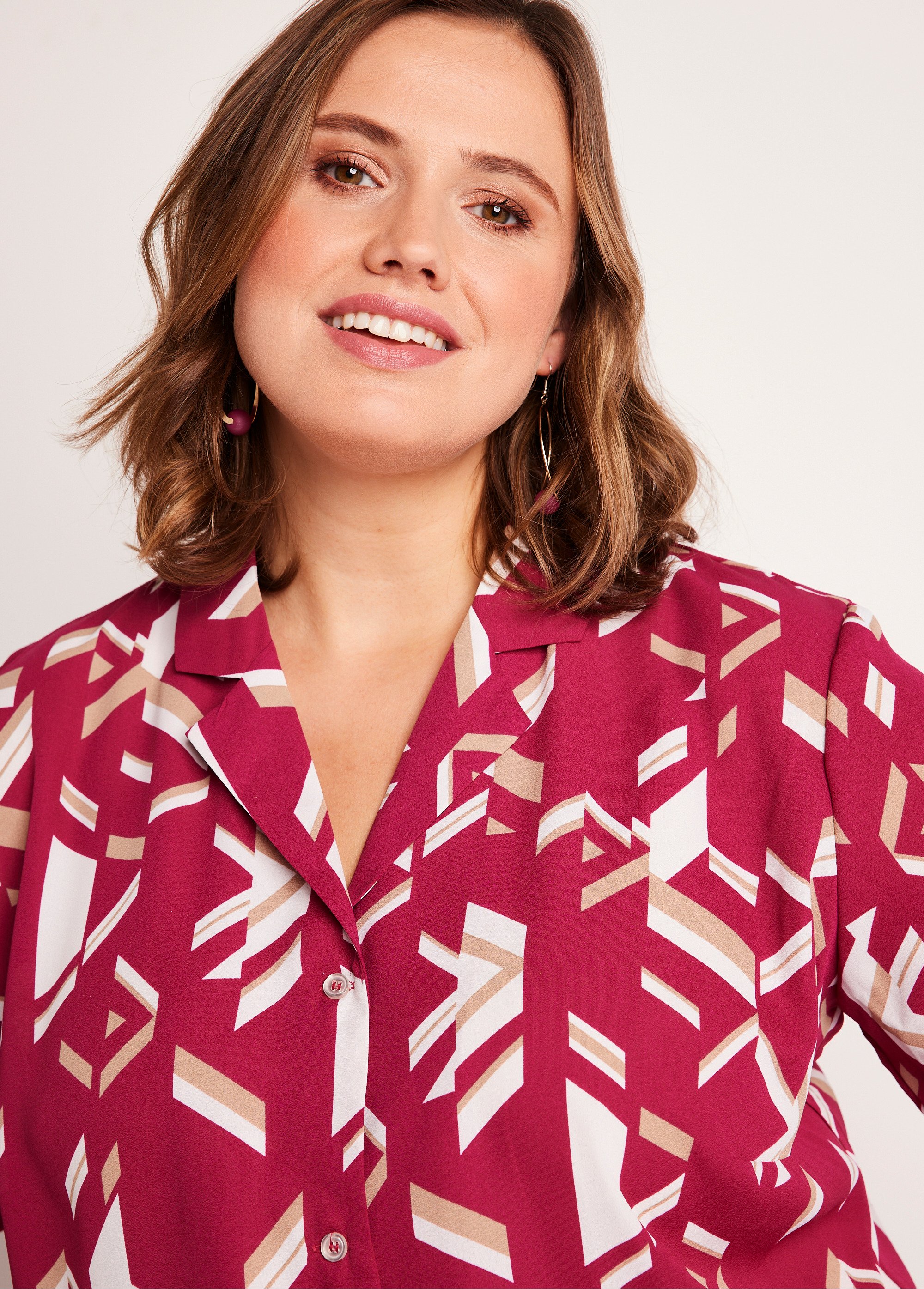 Tunique longue imprimée boutonnée