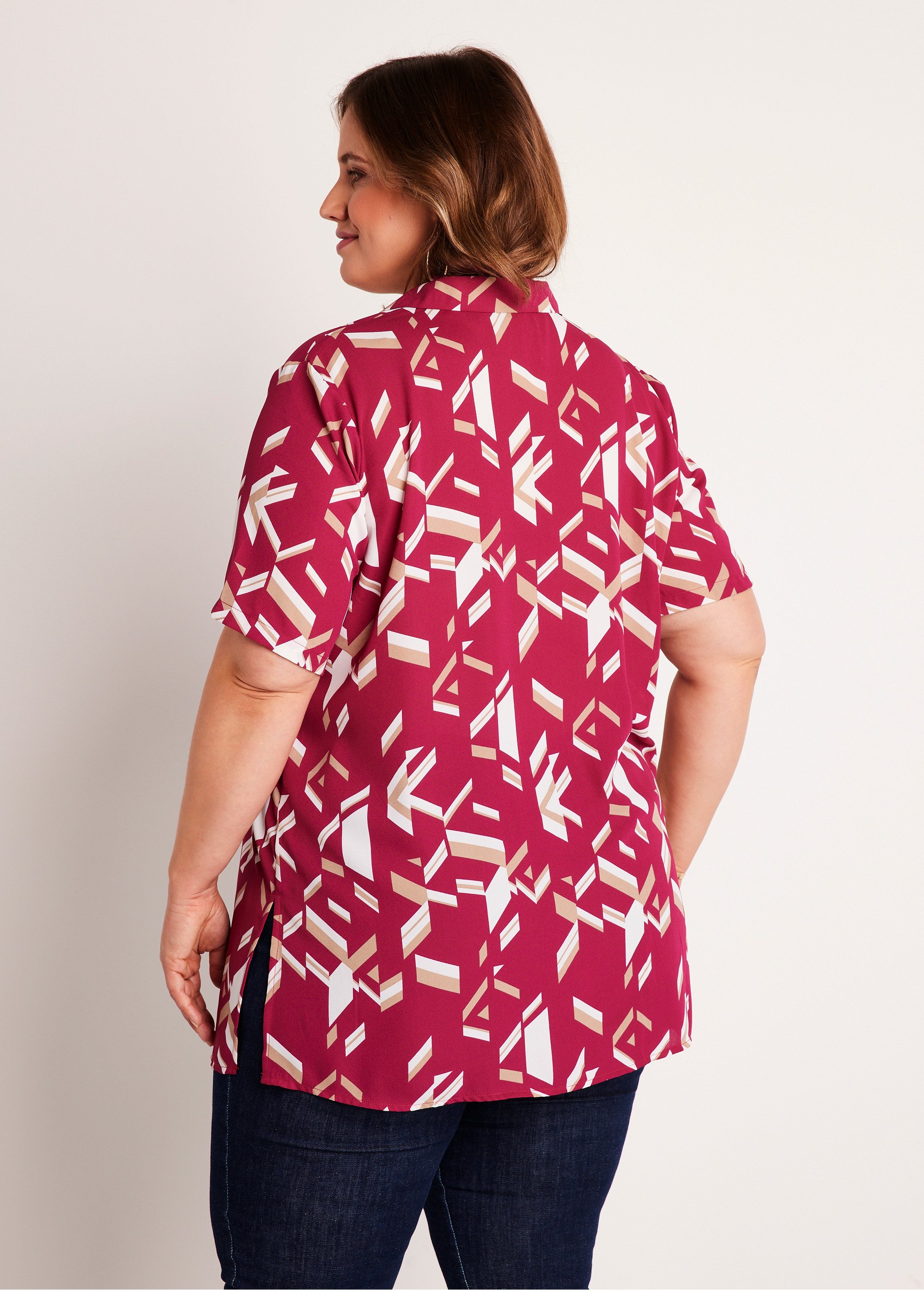 Tunique longue imprimée boutonnée