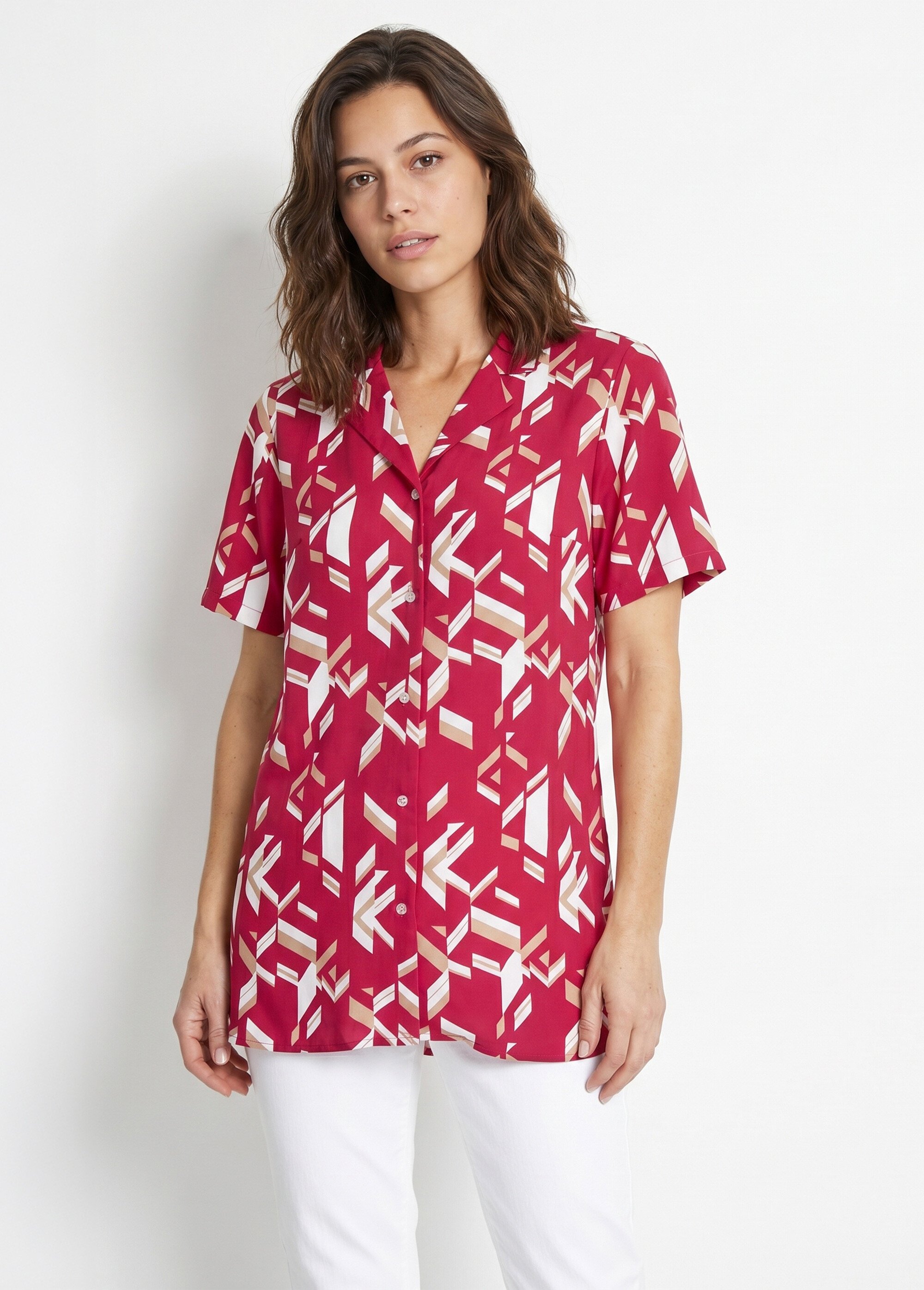 Tunique longue imprimée boutonnée Femme Violet CADIX FA1