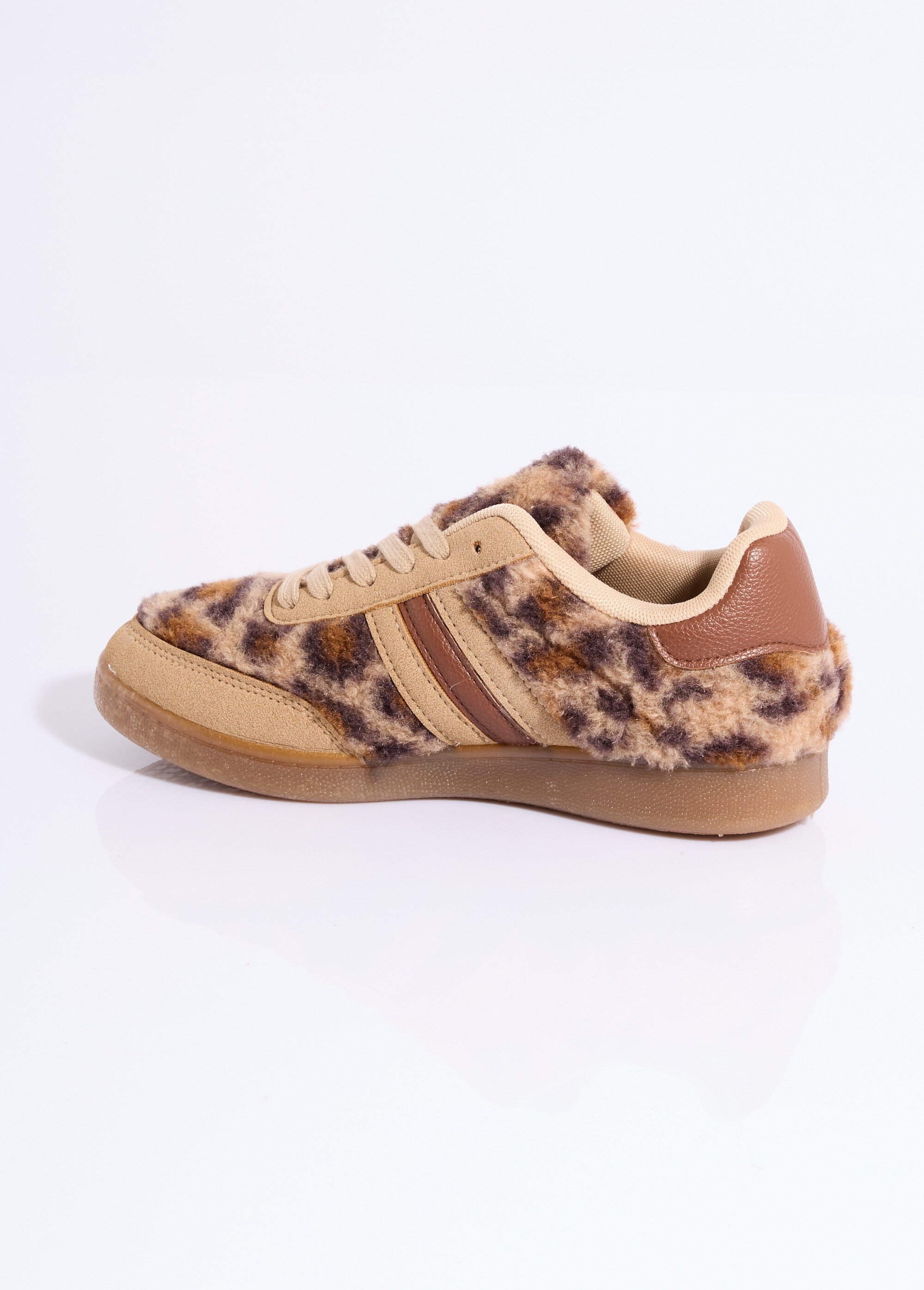 Baskets basses en fourrure léopard Femme Noir COVLT33-50 DO1