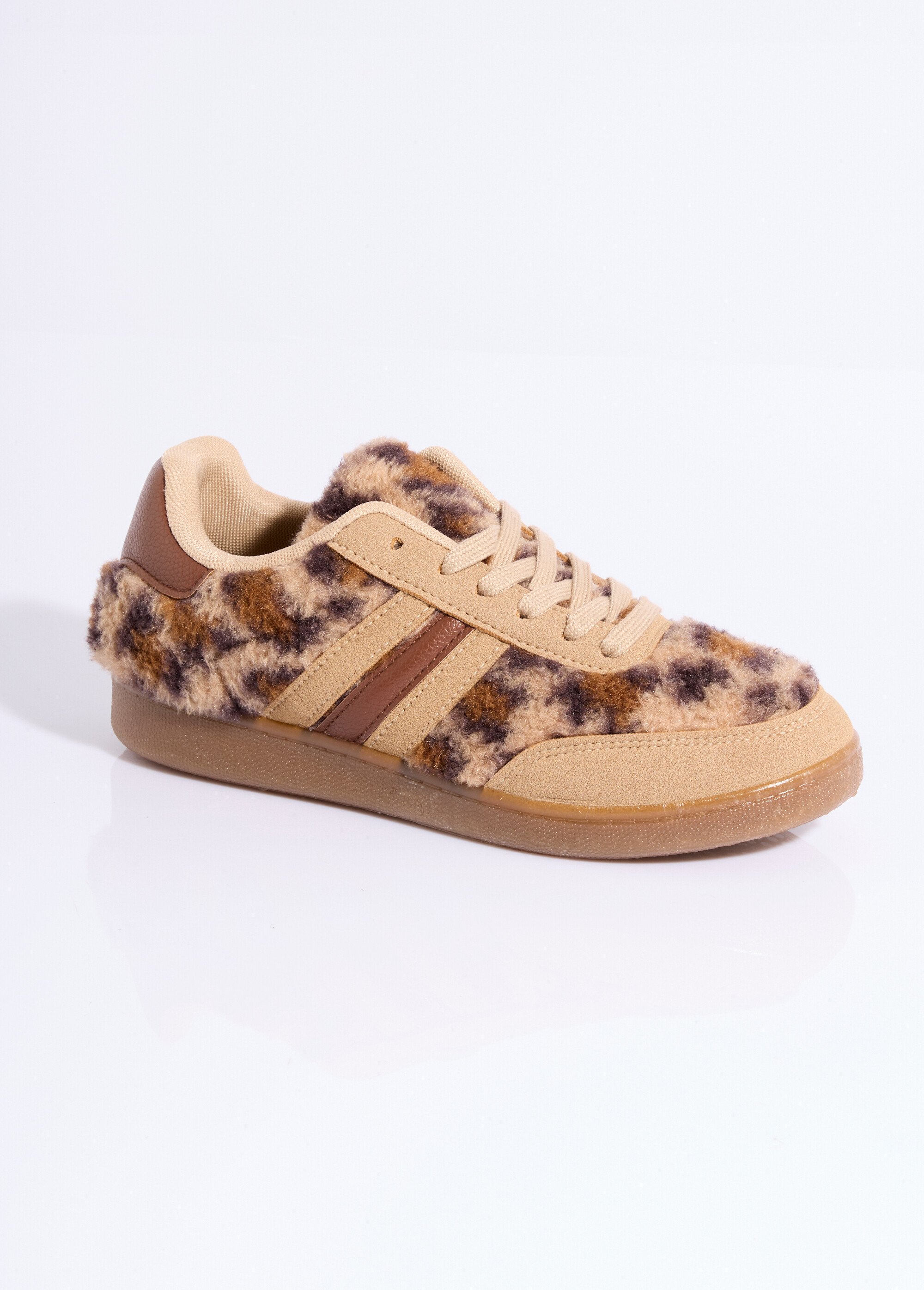 Baskets basses en fourrure léopard Femme Noir COVLT33-50 FA1