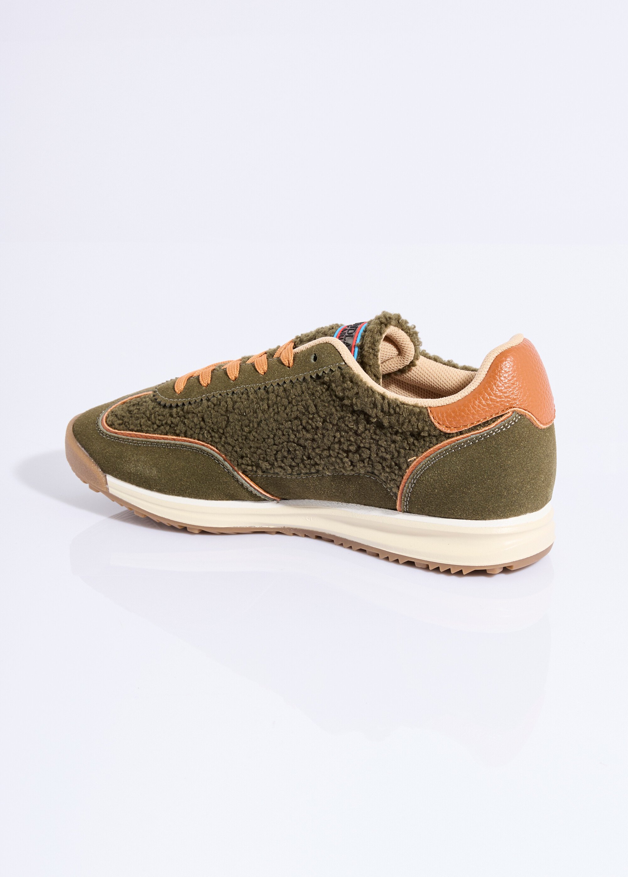 Baskets rétro multimatières à lacets Femme Vert COVFY1106 DO1