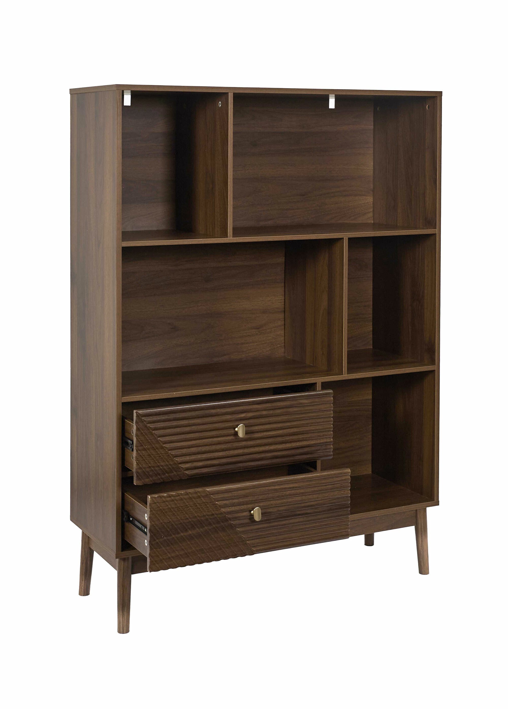 Bibliothèque en bois foncé rainuré MARRON CMP-HD0564 DE1