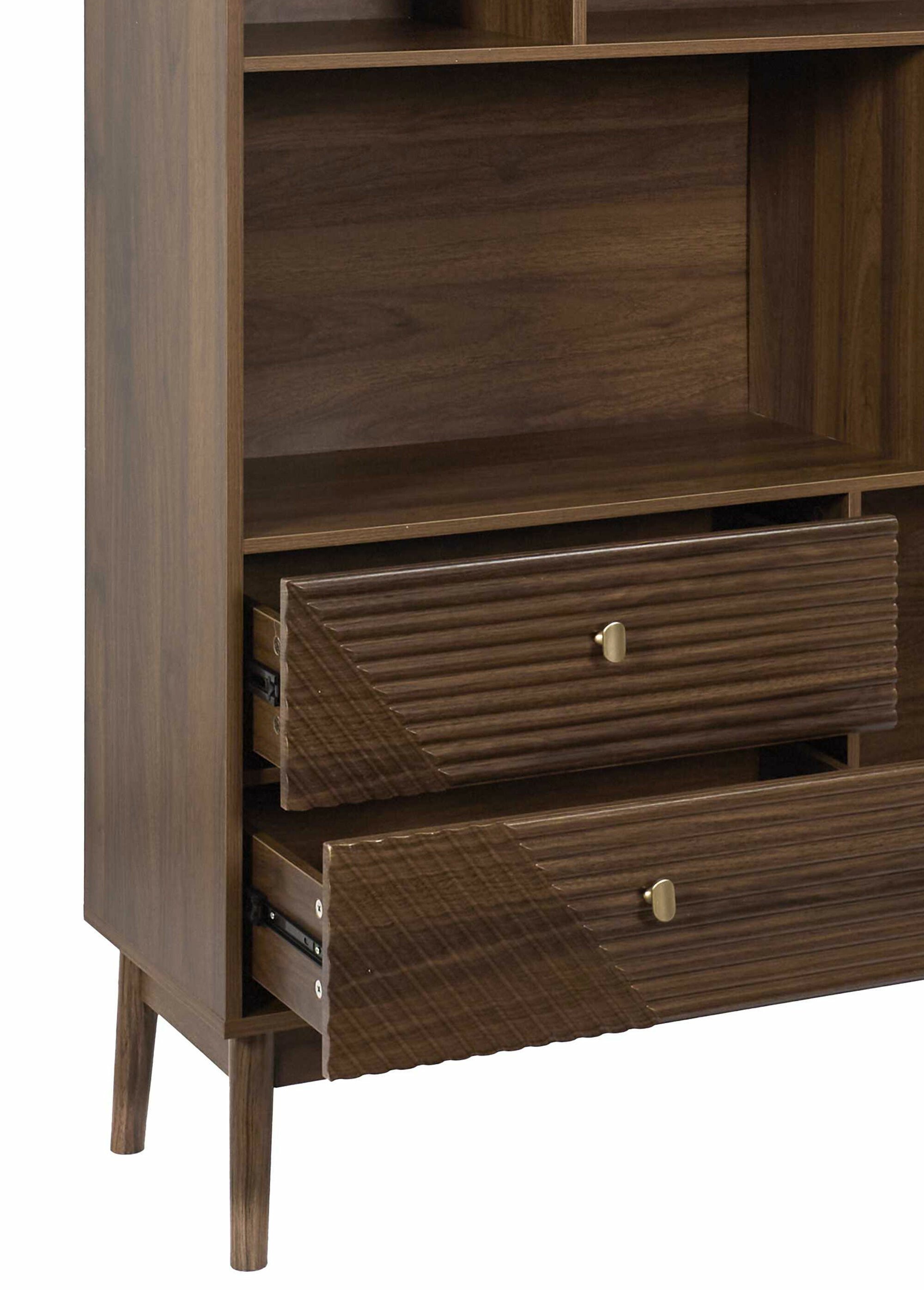 Bibliothèque en bois foncé rainuré MARRON CMP-HD0564 DE2