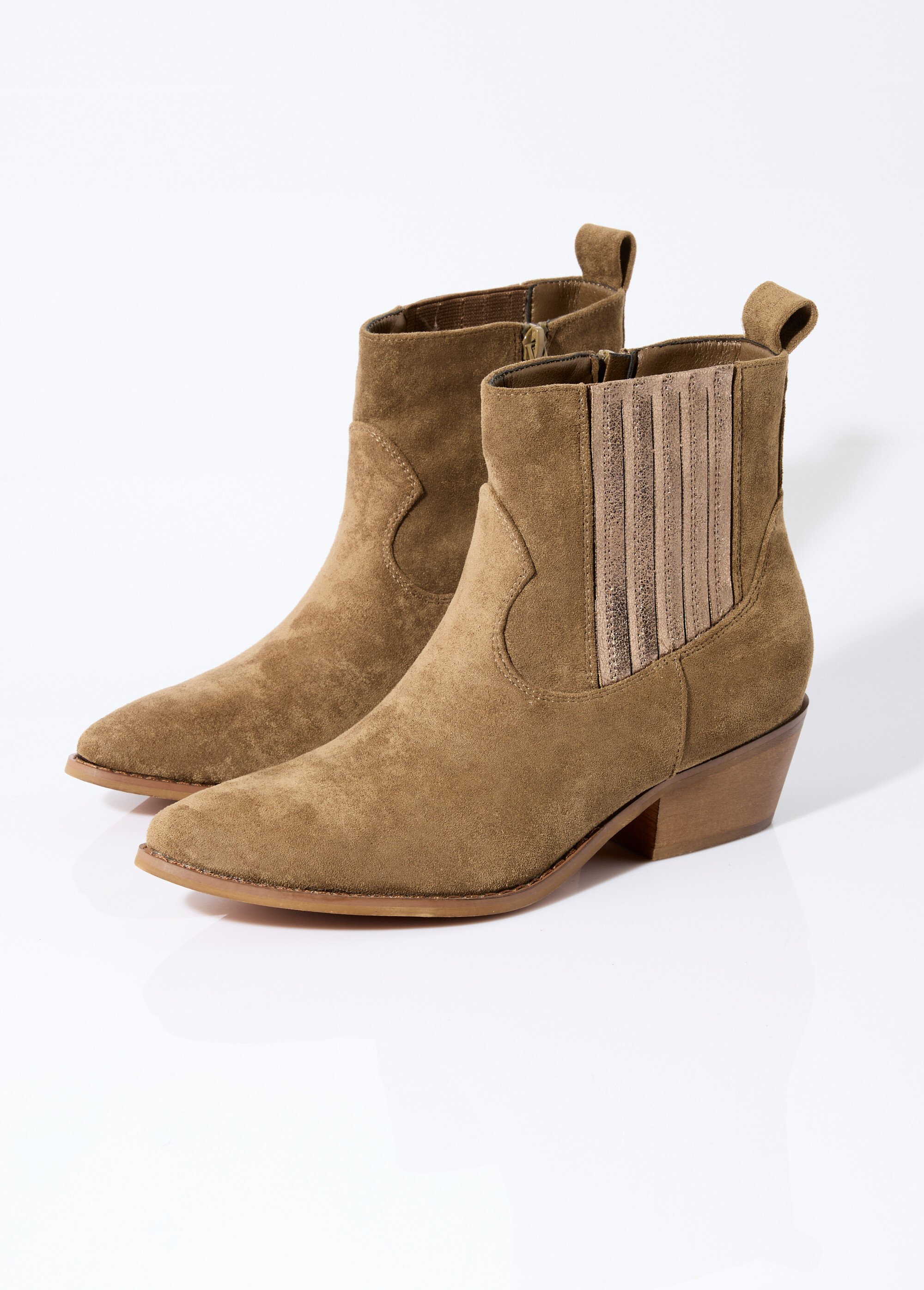 Boots western suédine détail métallisé Femme Vert COVY2315 DE1