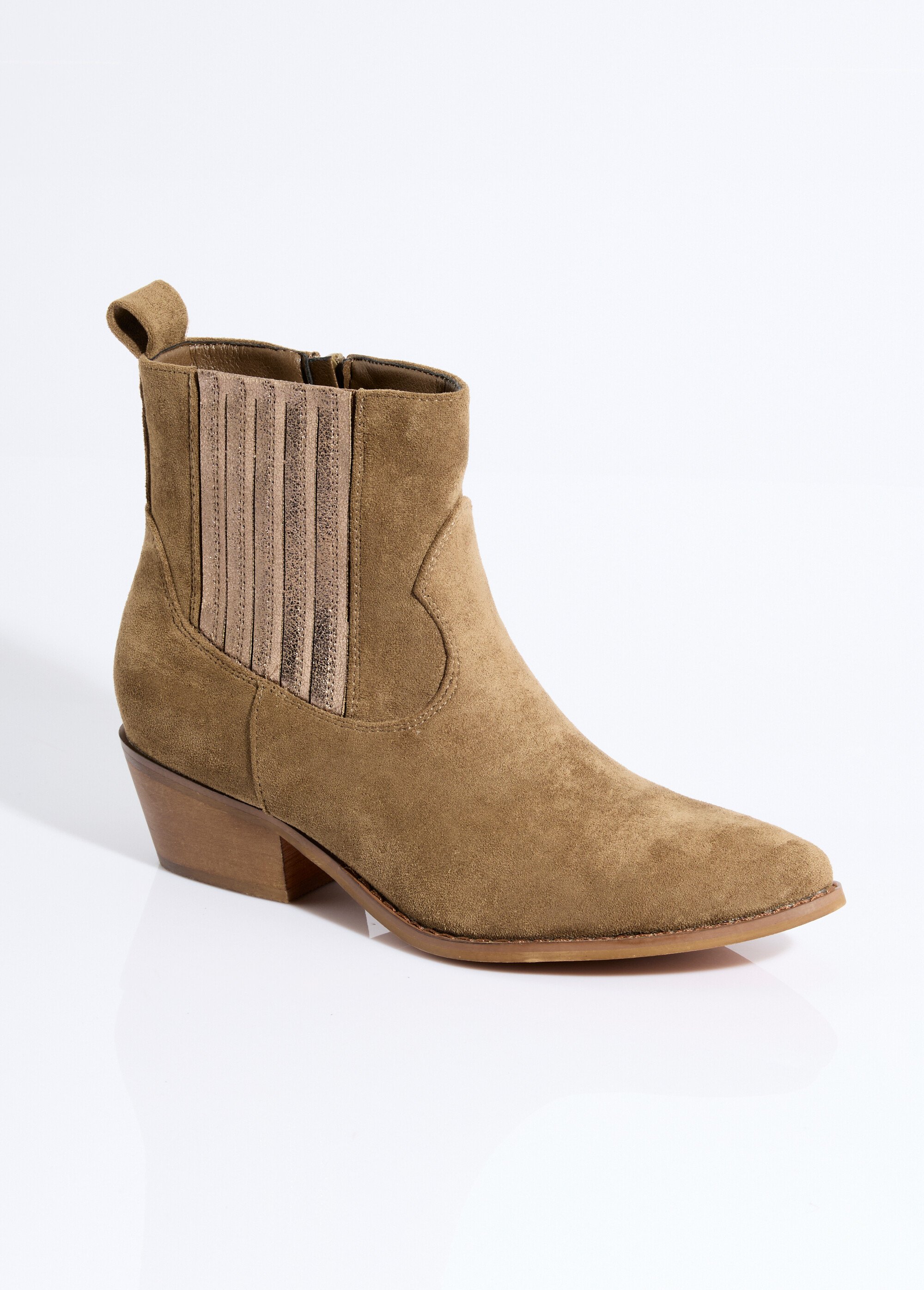 Boots western suédine détail métallisé Femme Vert COVY2315 FA1
