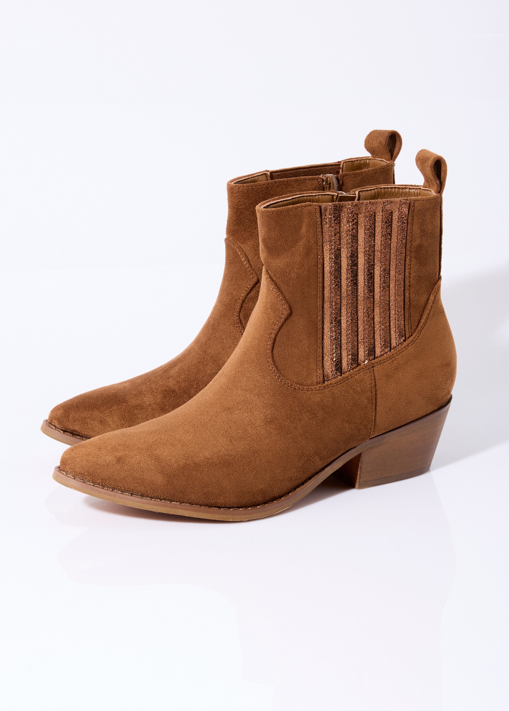 Boots western suédine détail métallisé Femme Marron COVY2315 DE1