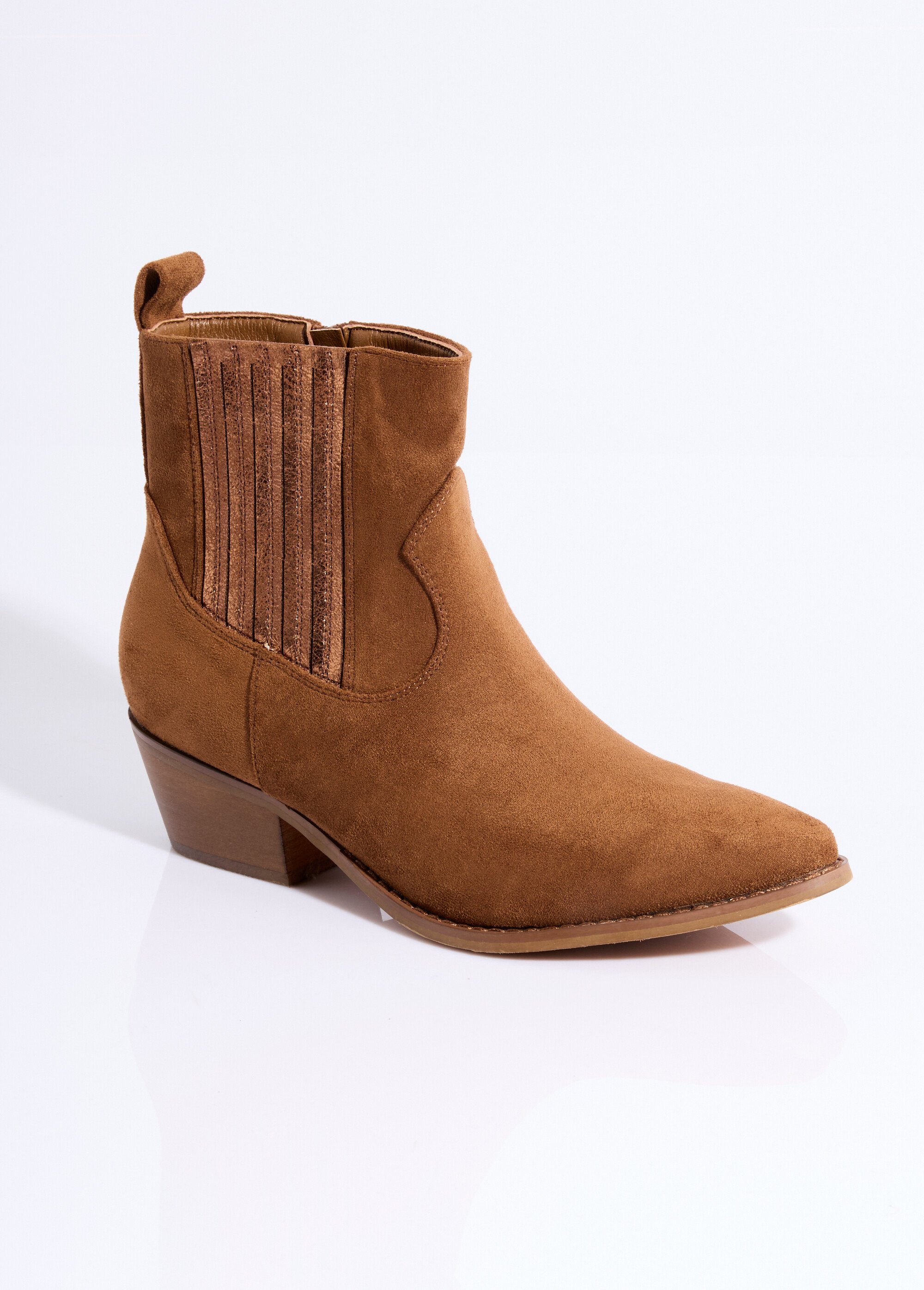 Boots western suédine détail métallisé Femme Marron COVY2315 FA1