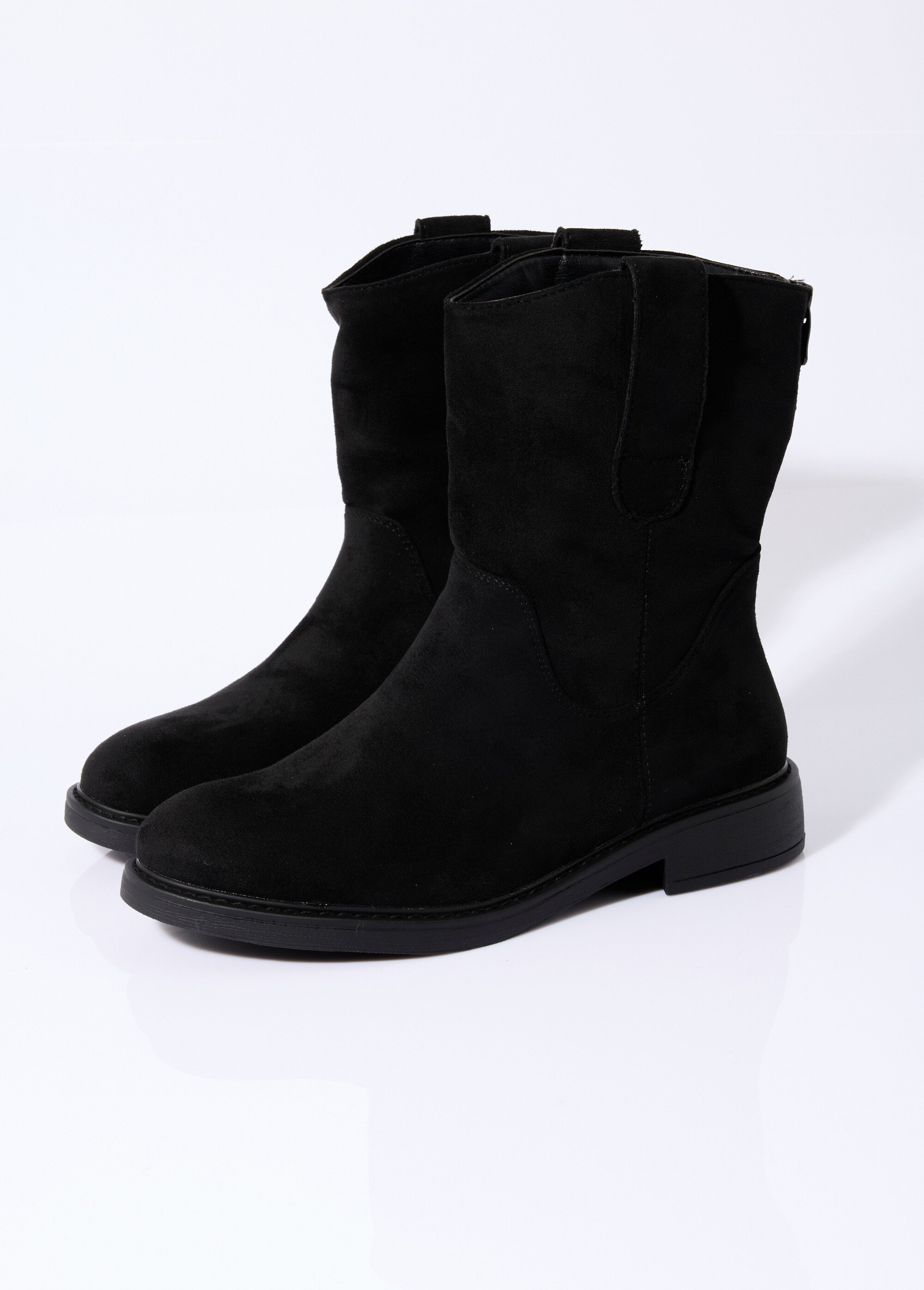 Bottines plates en suédine Femme Noir LADF6610 DE1