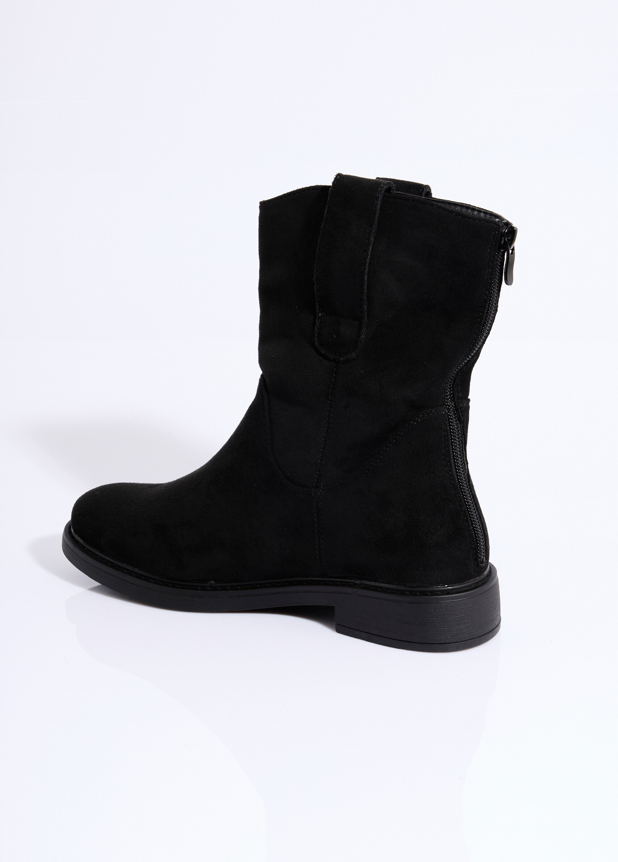 Bottines plates en suédine Femme Noir LADF6610 DO1