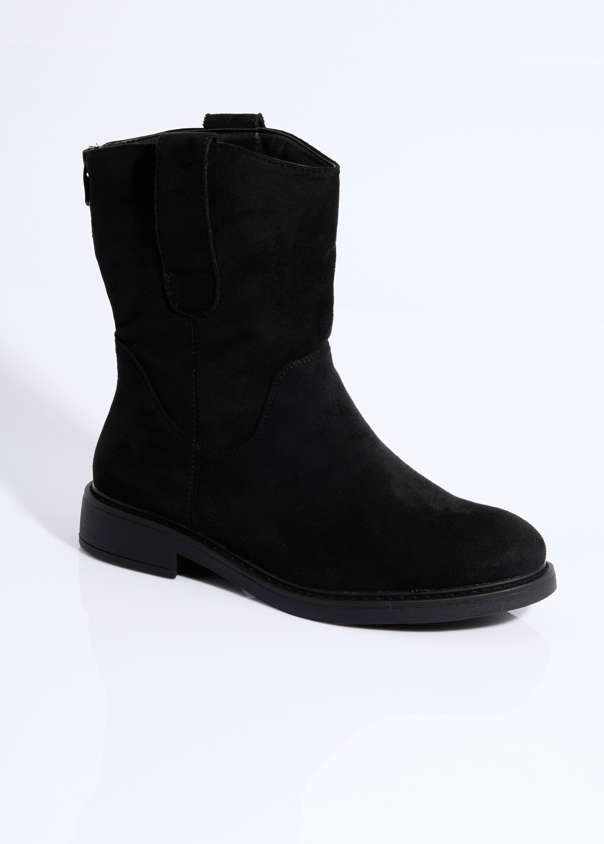 Bottines plates en suédine Femme Noir LADF6610 FA1