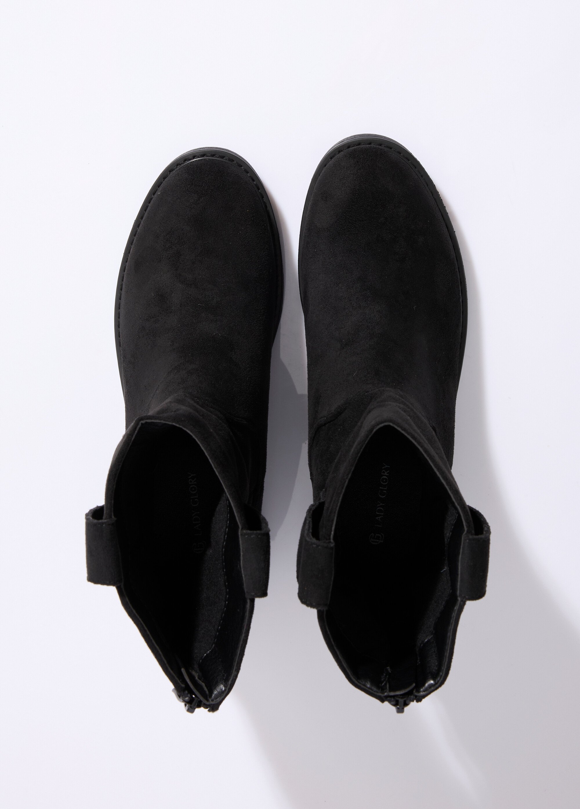 Bottines plates en suédine Femme Noir LADF6610 OV1